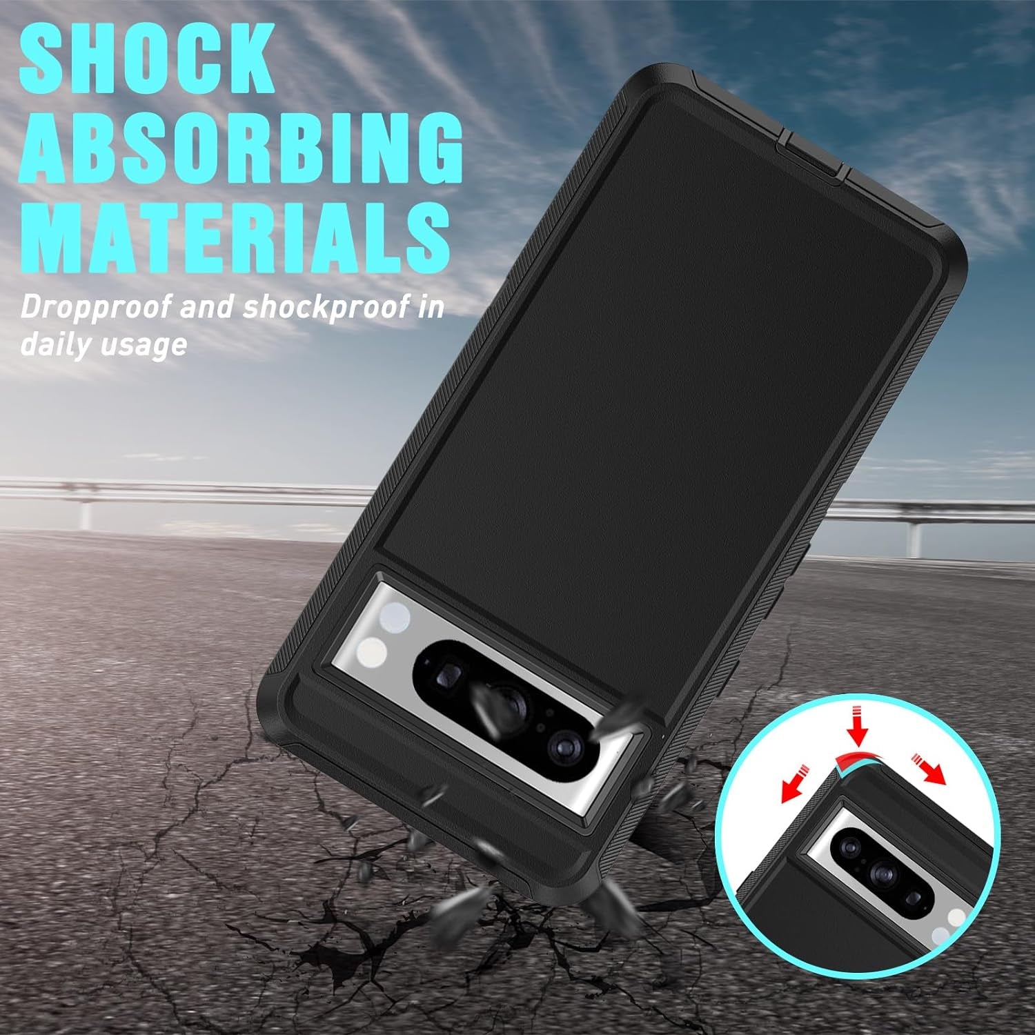 Defender Case for Google Pixel 8 Pro 5G, Bimanpap 3 in 1 Shockproof Rugged Drop Protective, Military Grade Heavy Duty Bumper Holster Cell Phone Cover(With Belt Clip) (Black)  Bimanpap   