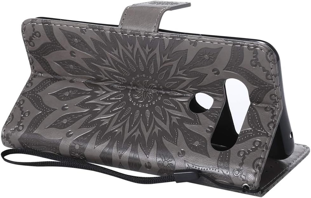 ISADENSER LG V40 Thinq Case LG V40 Flip Case for Women [Wallet Stand] as Case with Shockproof Cards Slot Holder Cash Pockets Magnetic Closure PU Leather Wallet Case Cover for LG V40 Thinq Gray Sun  ISADENSER   