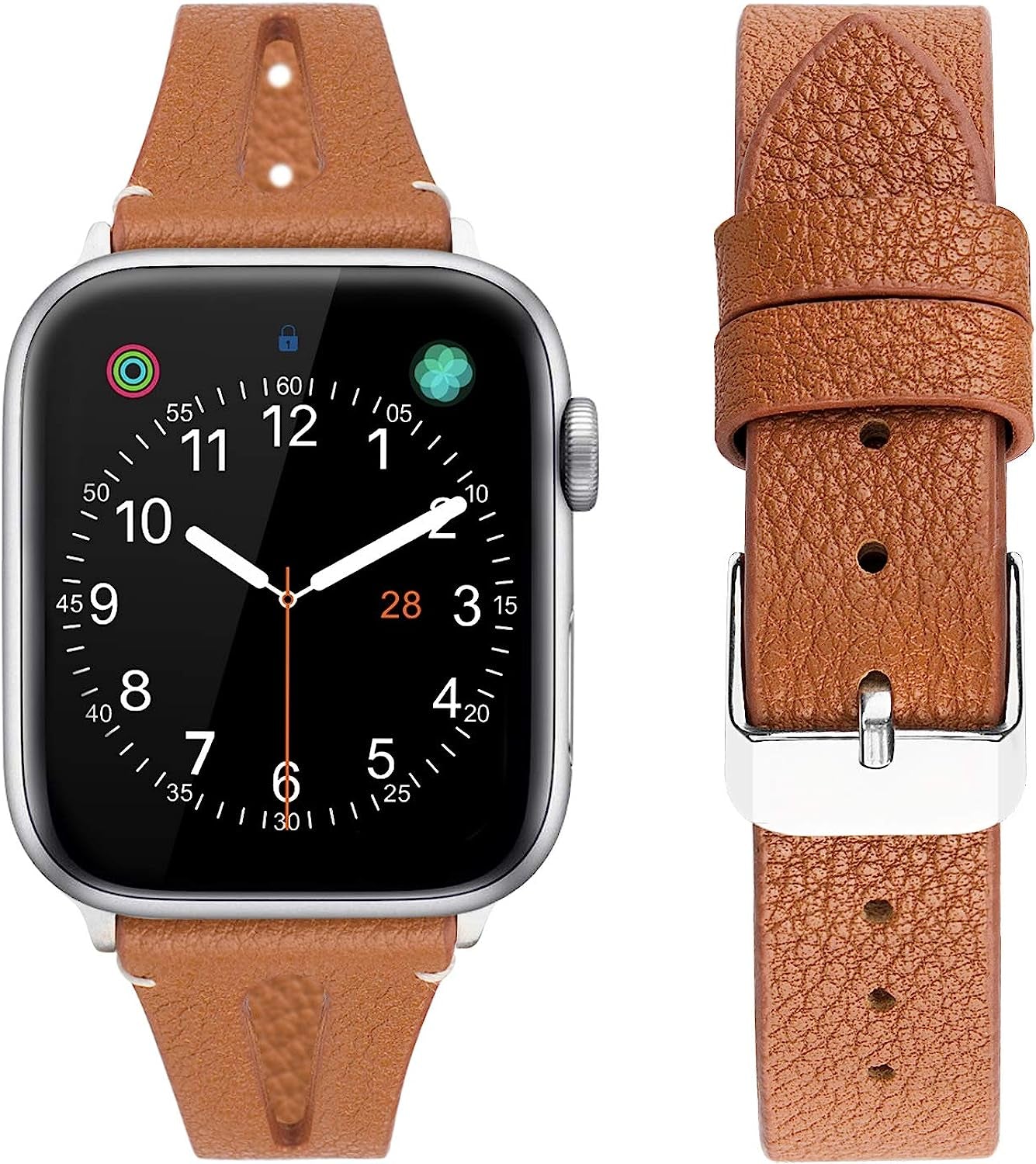 Ibazal Compatible with Apple Watch Band 42Mm 44Mm,Genuine Leather Bands Replacement Strap for Iwatch Series 7 6 SE 5 45Mm 4 3 2 1 38Mm 40Mm Sports&Edition Men  iBazal Women-Apple-Brown 41mm/40mm/38mm 