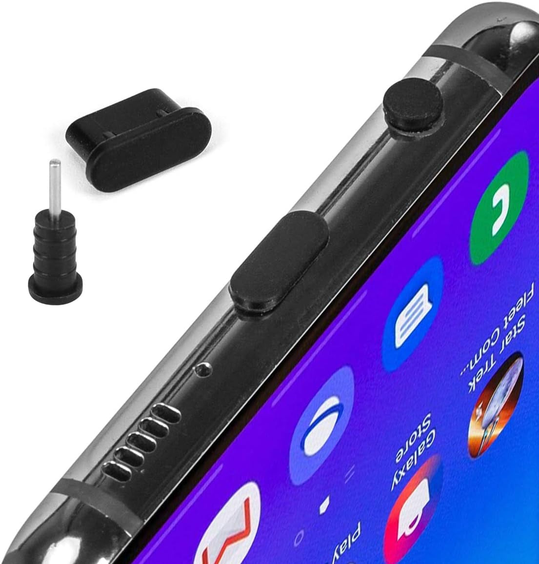 10X USB-C anti Dust Plugs Compatible with Samsung Galaxy S23, S22,S21,S20,S10, plus S10, S9, S8, Note 9, 20, Pixel, Any Type C Port on Smartphone or Macbook Laptop|Silicone Headphone Jack Plug,Black  CaseBuy   
