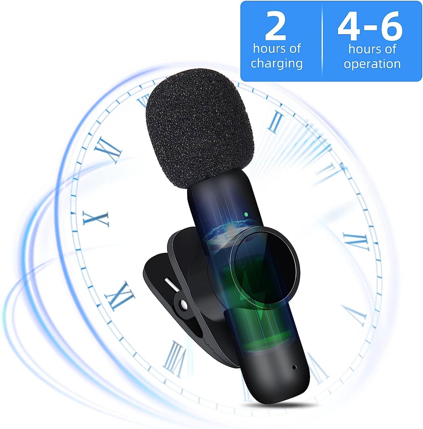 BAKAH Wireless Lavalier Microphone Fit for Iphone Ipad, Lapel Microphone Wireless, 2 Clip on Microphones for Phone Video Recording, Interview, Vlog, Youtube, Tiktok  BAKAH   