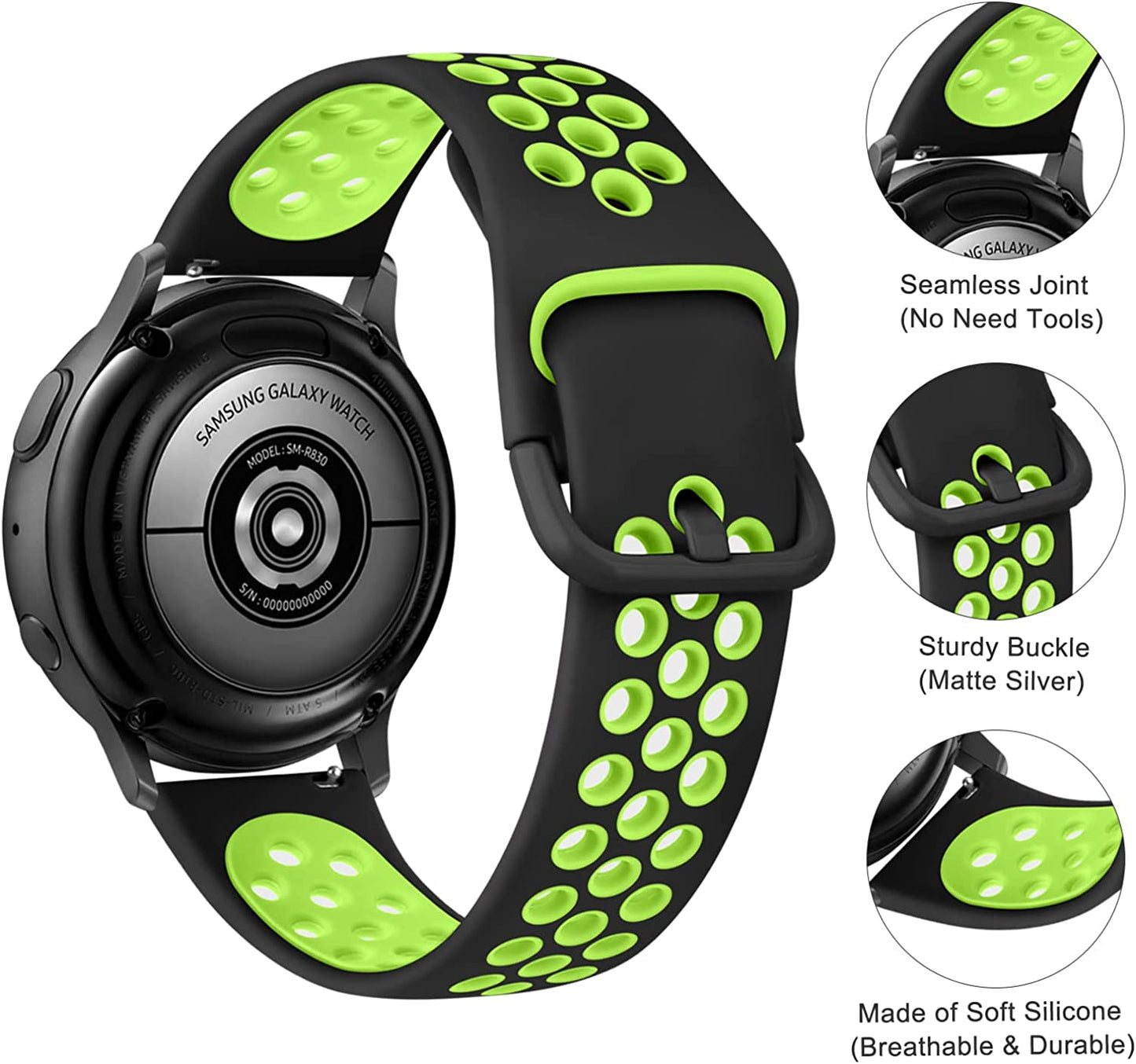 2 PACK Sport Bands for Garmin Venu 2 plus / Venu Sq / Venu / Vivoactive 3 Watch Band Women Men, Soft Silicone Replacement Wristband Sport Strap for Garmin Vivomove Sport, Vivoactive 3 Music, Forerunner 645 / 245 Music Smart Watch  Wanme   