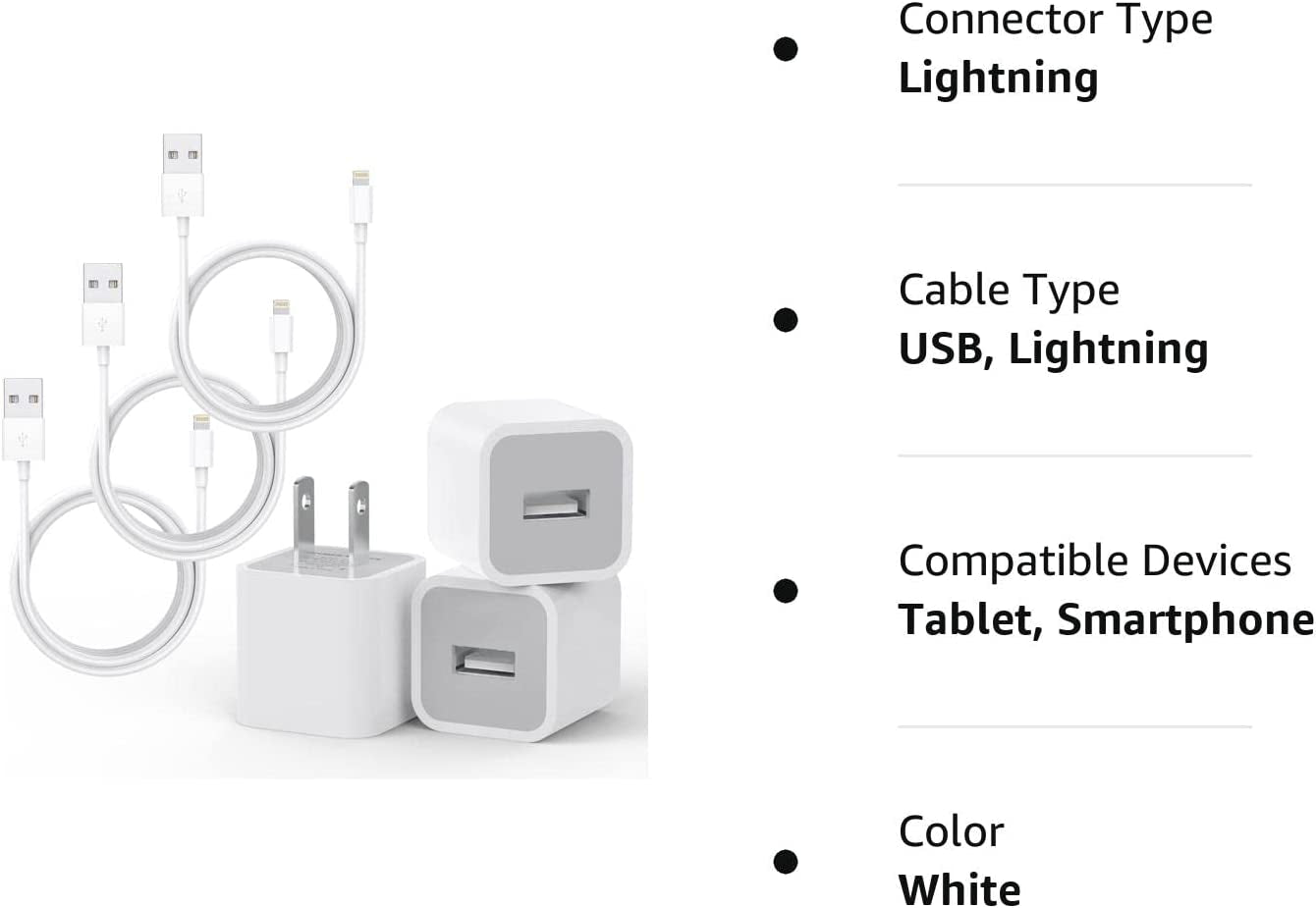 3-Pack Iphone Charger,【Apple Mfi Certified】 Lightning Cable Data Sync Charging Cords with USB Wall Charger Travel Plugadapter Compatible Iphone 14Pro Max/13 Pro Max/12 Pro/11 Pro/Xs Max/Xr/X/8/7/Se  ZUQIETA   