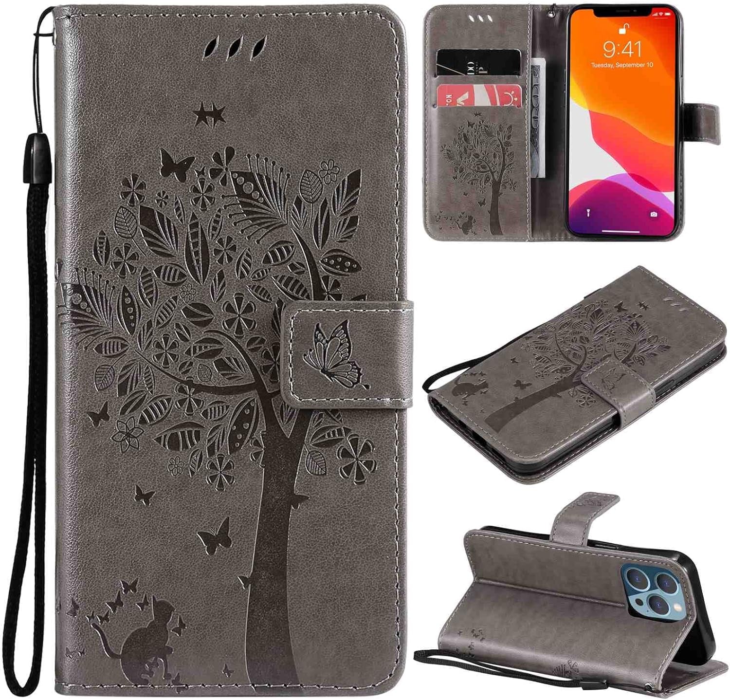 Fansipro Phone Cover Wallet Folio Case for LG G7 THINQ, Premium PU Leather Slim Fit Cover for G7 THINQ, 2 Card Slots, Exactly Fit, Gray  Fansipro   