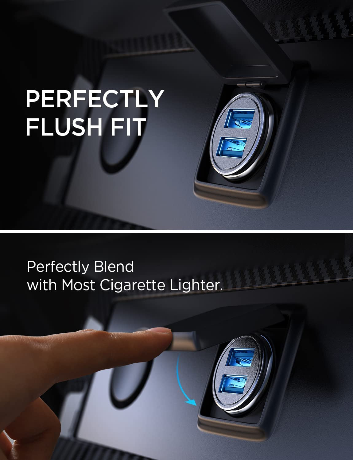 Car Charger, AINOPE Smallest 4.8A All Metal USB Car Charger Port Fast Charge Car Charger Adapter Flush Fit Compatible with Iphone 14 Pro Max/13/12/11/X/6S, Ipad Air 2/Mini 3, Samsung Note 9/S10/S9/S8  Ainope   