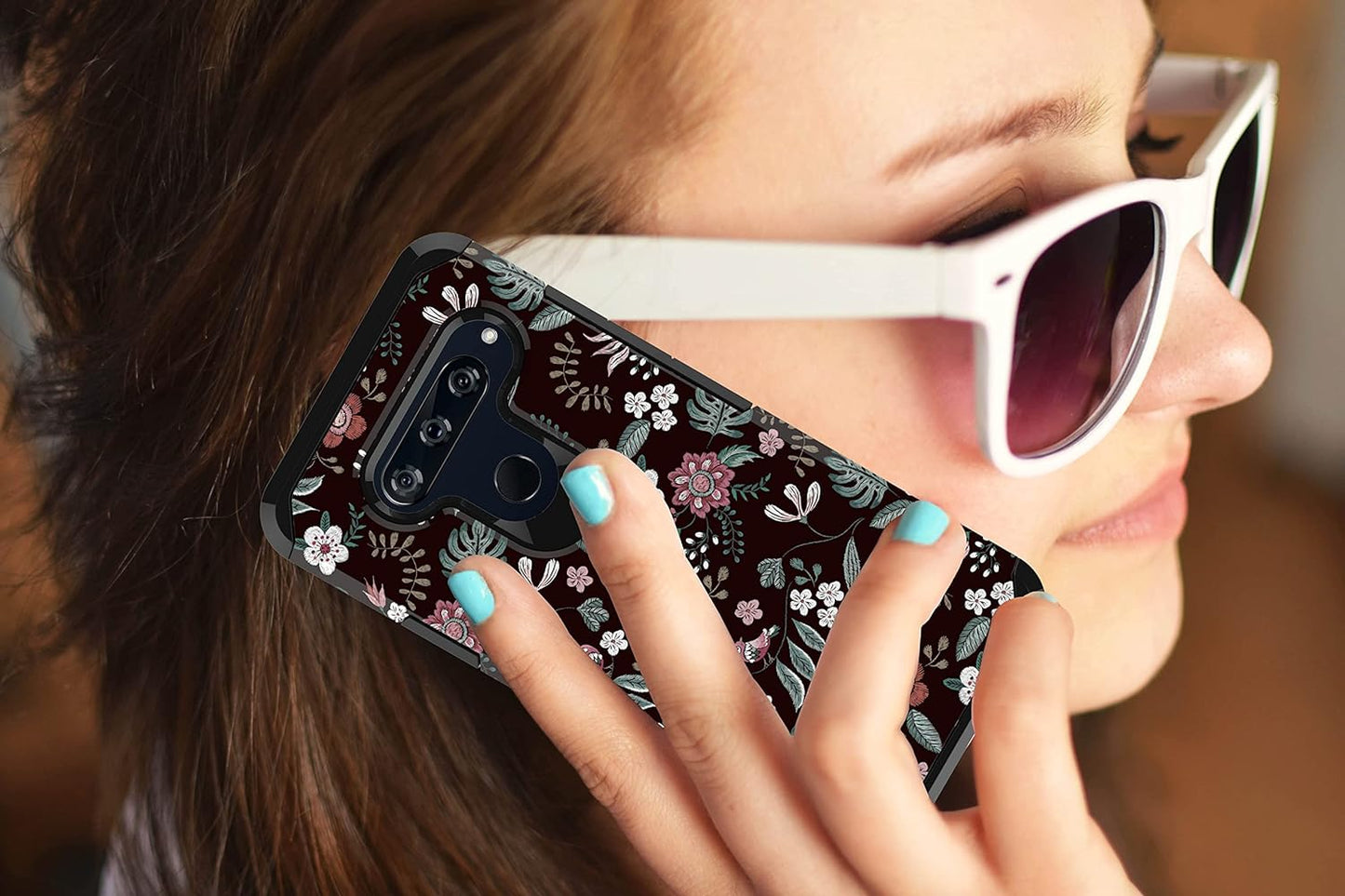 MGAH Compatible with LG V40 Case with Floral Design,Lg V40 Thinq Phone Case,Heavy Duty (PC + TPU) Dual Layer Protective Cover Cute Sturdy Anti-Scratch Shockproof Bumper Case for Women & Girls-Flowers  MGAH   