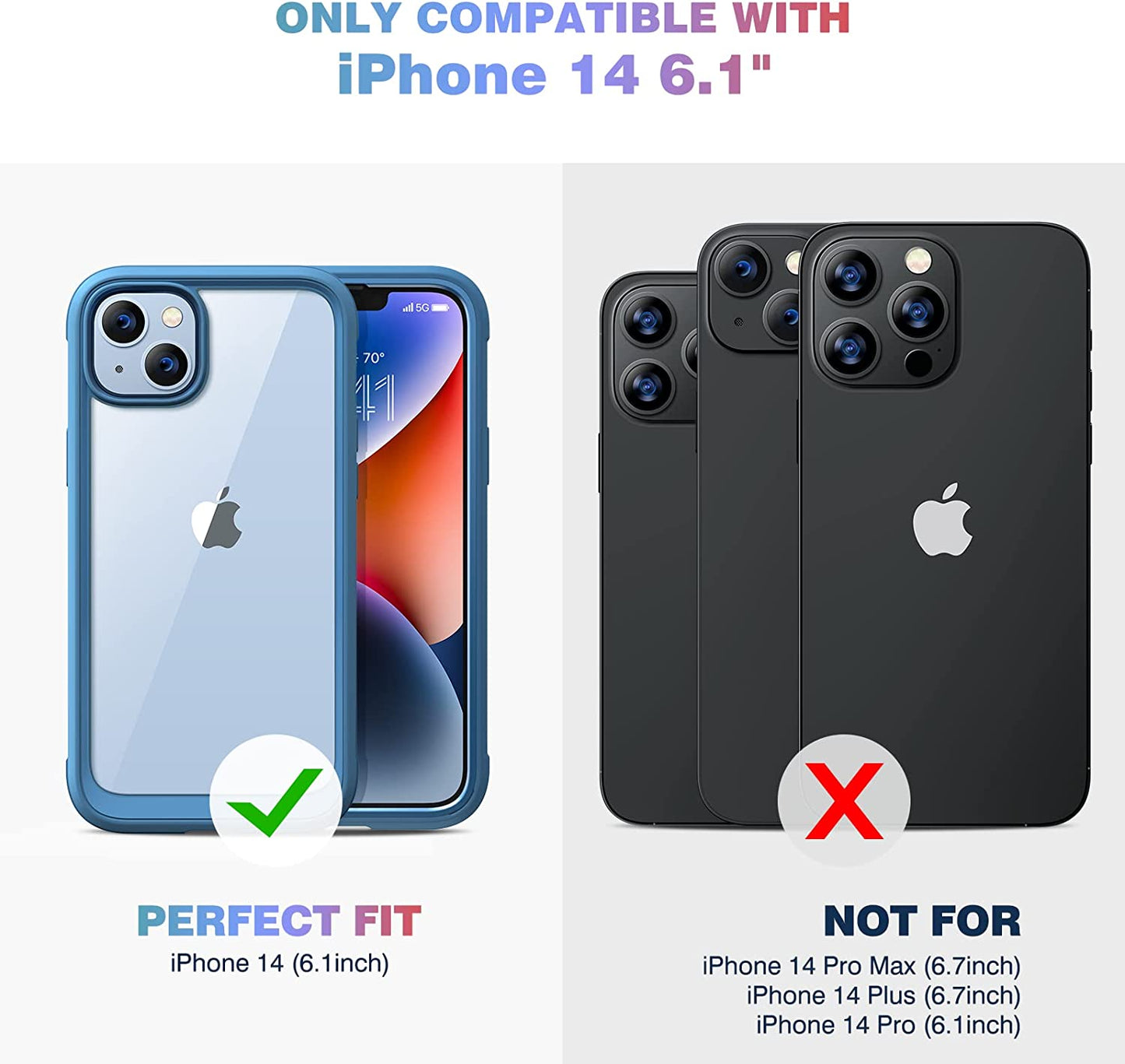 Diaclara Designed for Iphone 14 Case, Full Body Rugged Case with Built-In Touch Sensitive Anti-Scratch Screen Protector, with Camera Lens Protector for Iphone 14 6.1" (Blue and Clear)  Diaclara   