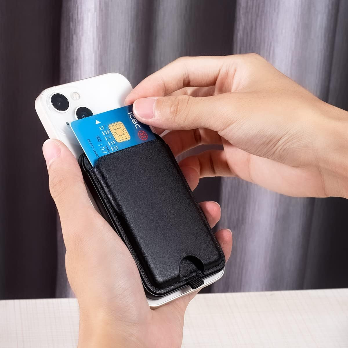 Liuzidit Magnetic Leather Phone Wallet Holder for Iphone,Compatible with Iphone Magsafe Wallet Stand for Iphone 14/13/12 Series with Magsafe or Phones with Magnetic Suction Case,Black  Liuzidit   