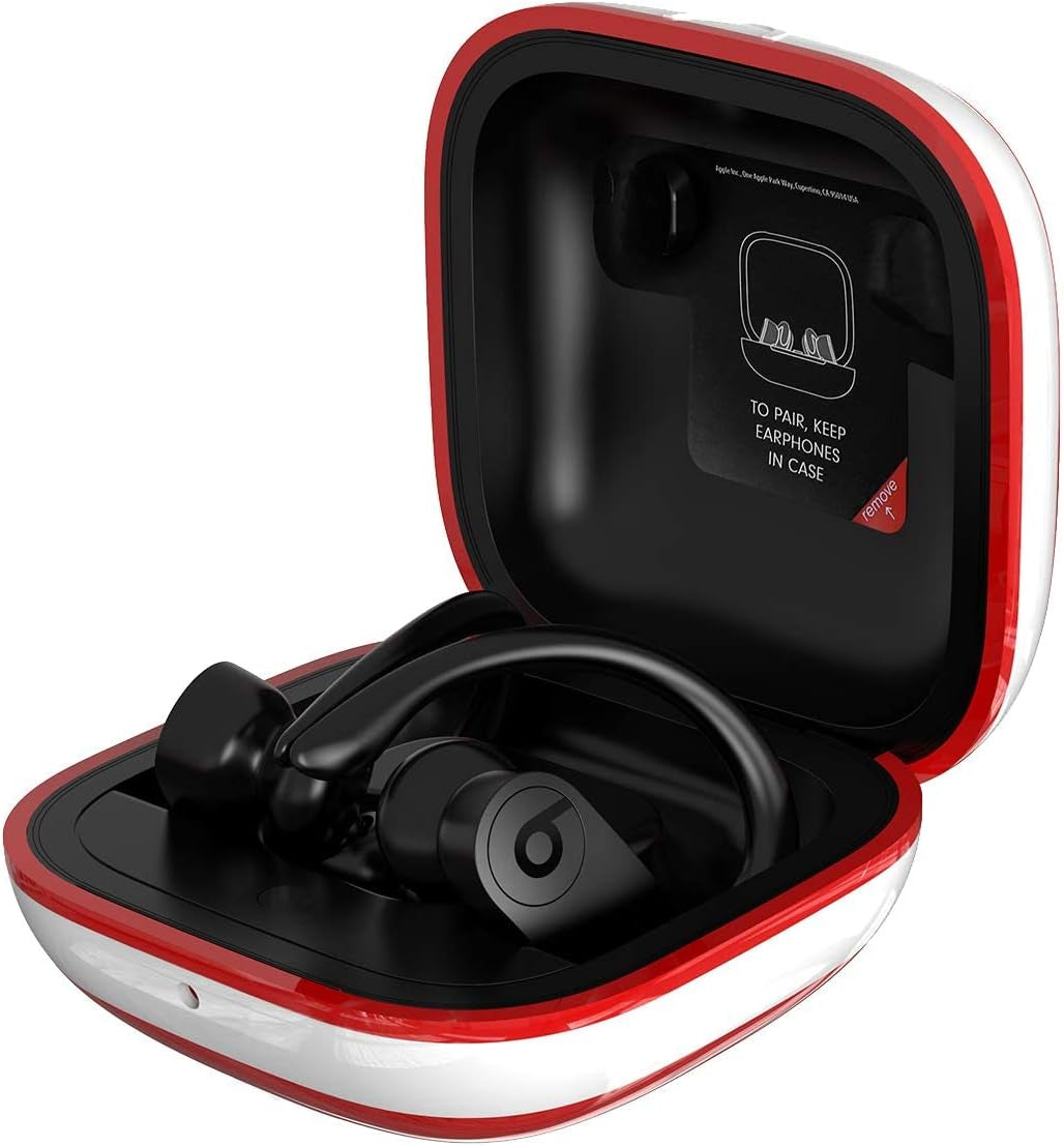 Compatible with Powerbeats Pro Case Cover, Anti-Lost and Shock-Proof Easy-To-Carry Durable Silicone Protective Case Skin for 2019 Latest Beats Powerbeats Pro (Burgundy)  meiyasy White Edge-Red White Edge 