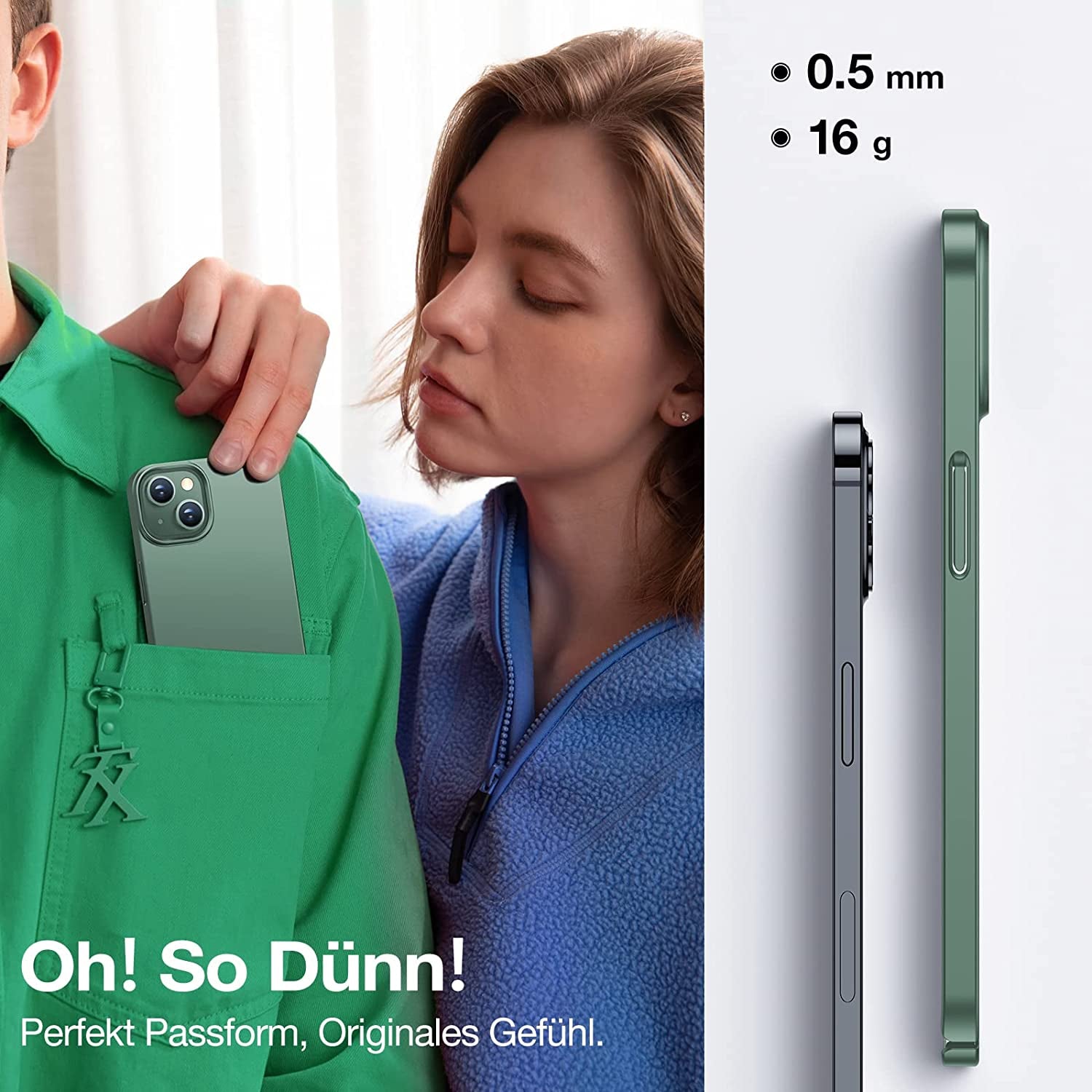 TORRAS Slim Fit for Iphone 14 Case/Iphone 13 Case, Ultra-Thin Sturdy Protective Cover with Anti-Scratch & No Fingerprint Hard Plastic Super Slim Phone Case for Iphone 14/13 Inch, Midnight Green  TORRAS   