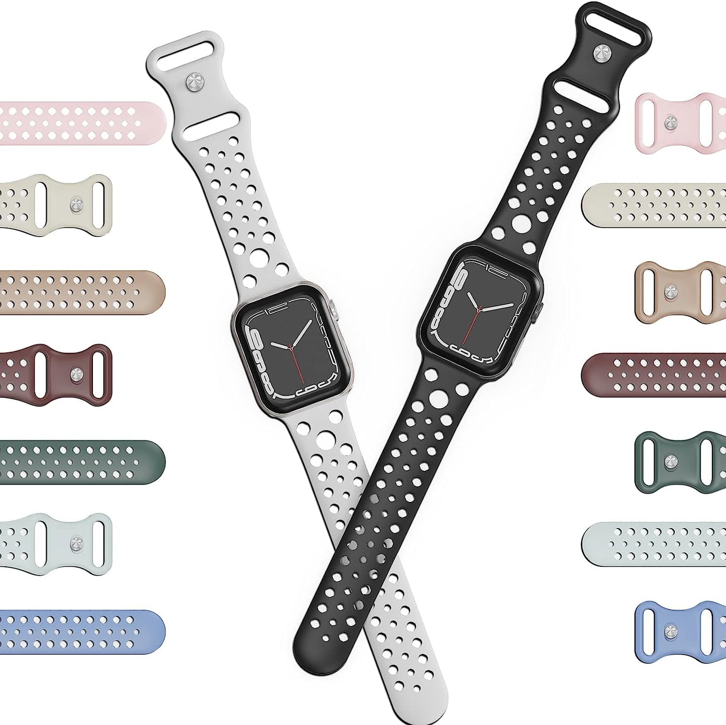 Wohben 6 Pack Sport Bands Compatible with Apple Watch Band 38Mm 40Mm 41Mm 42Mm 44Mm 45Mm Women Men, Breathable Soft Silicone Bands Waterproof Replacement Strap for Iwatch Series 7 6 5 4 3 2 1 SE  Wohben   