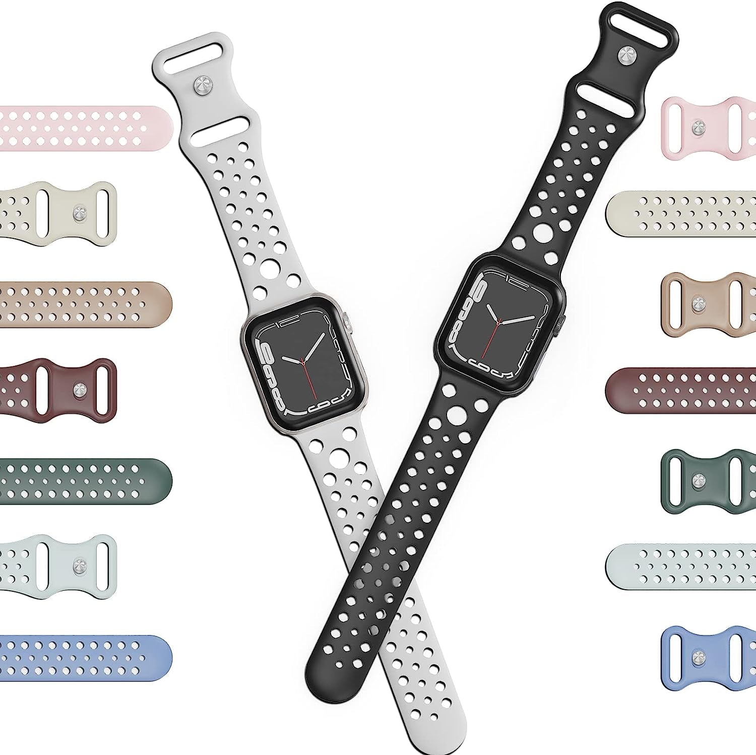 Wohben 6 Pack Sport Bands Compatible with Apple Watch Band 38Mm 40Mm 41Mm 42Mm 44Mm 45Mm Women Men, Breathable Soft Silicone Bands Waterproof Replacement Strap for Iwatch Series 7 6 5 4 3 2 1 SE  Wohben   