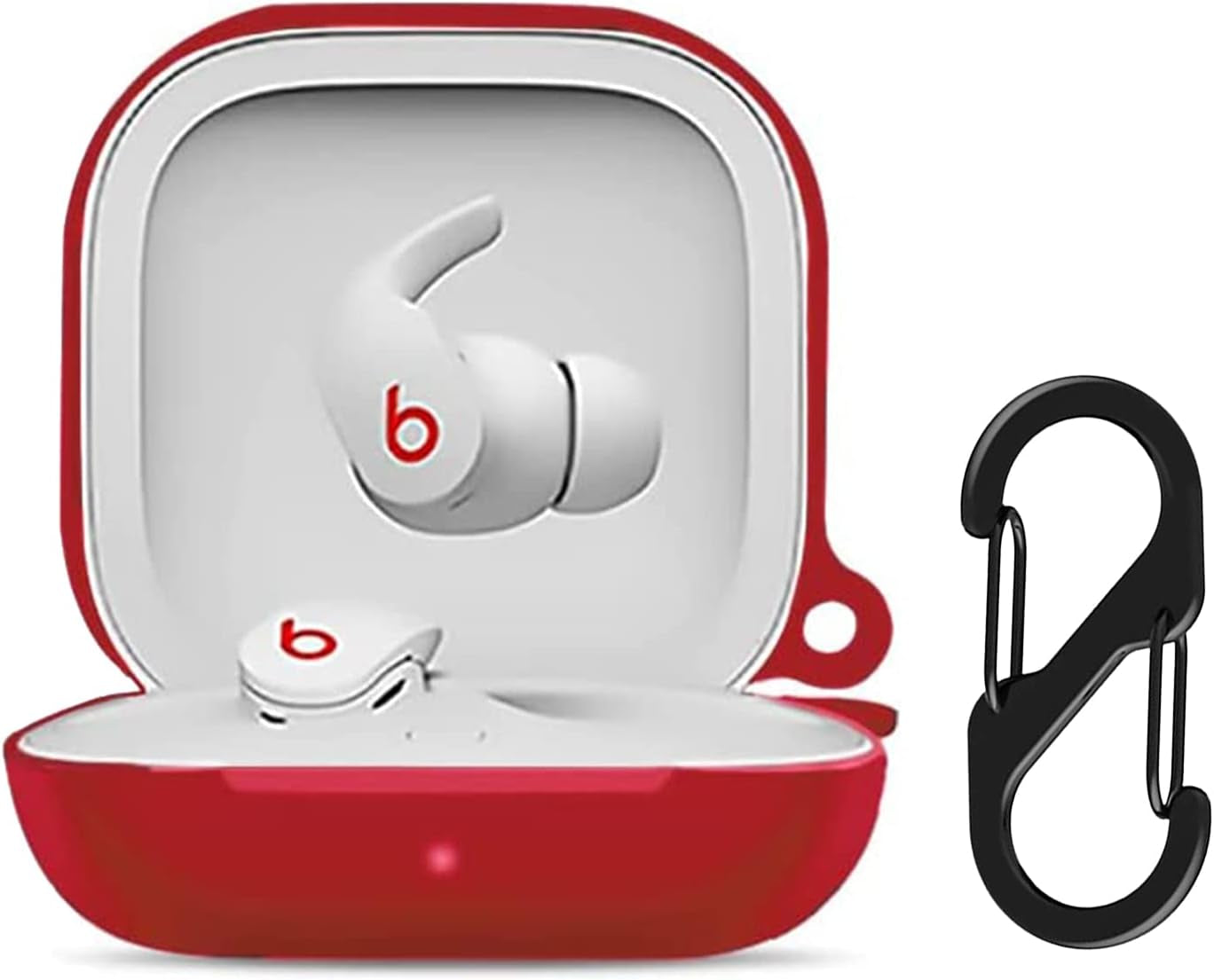 Beats Fit Pro Case Cover, VAEKNVG Soft Silicone Case for Apple Beats Fit Pro 2021 Shockproof Protective Earbuds Case with Carabiner Accessories(Black)  VAEKNVG Red  