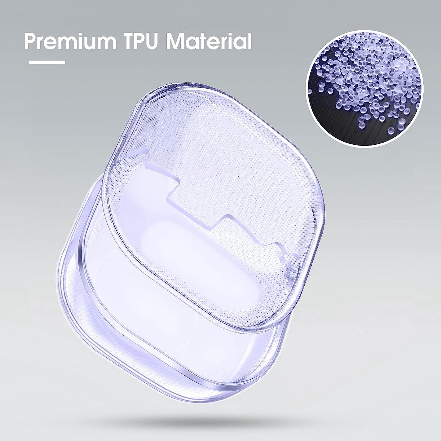 Fintie Case for Samsung Galaxy Buds 2 Pro (2022) / Galaxy Buds 2 (2021) / Galaxy Buds Pro (2021) / Galaxy Buds Live (2020) - Soft TPU Clear Anti-Scratch Protective Cover with Carabiner, Crystal Purple  Fintie   