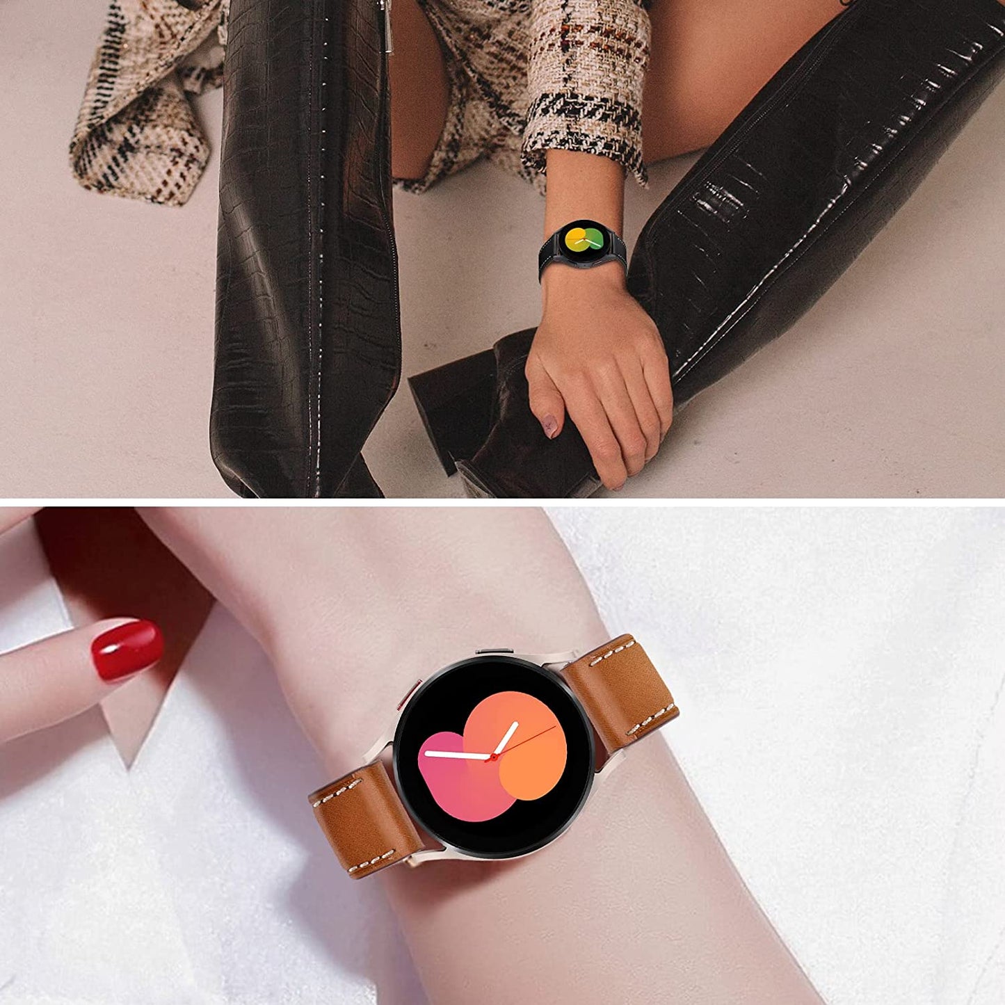 20Mm Leather Band for Samsung Galaxy Watch 5 Pro 45Mm Bands and Galaxy Watch 5 40Mm 44Mm Bands, Watch Band Compatible with Galaxy Watch 4 Band 40Mm 44Mm Galaxy Watch 4 Classic Band 42Mm 46Mm  Kartice   