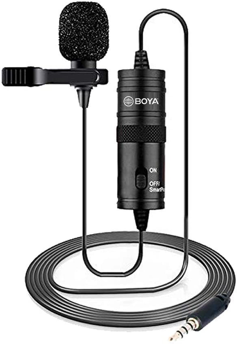 BOYA Upgraded BY-M1S Lavalier Microphone without Battery Omnidirectional Lapel Mic for Iphone DSLR Camera Android Smartphone Camcorders Audio Recorders PC Laptop Recording  BOYA BY-M1  