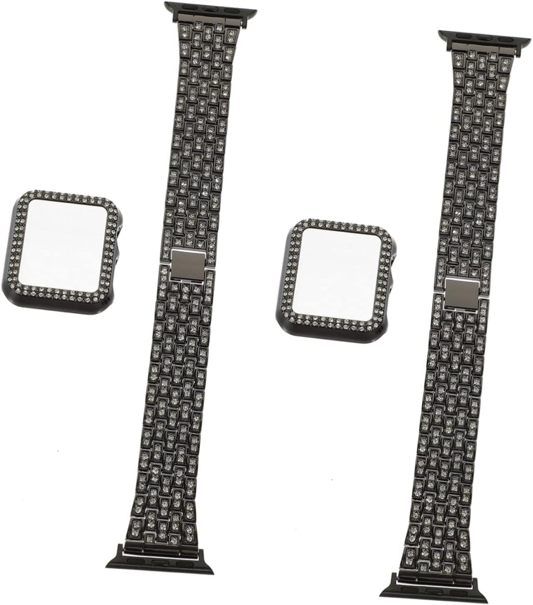 Mikikit Aplple Watch Bands 4 Sets Anti- Decorative Watch Case Band Watchband Anti-Slip Anti-Skid Portable Belt Rhinestone Metal of Replacement Replaceable Strap Slip  Mikikit Blackx2pcs 0.3X3.2X19CMx2pcs 