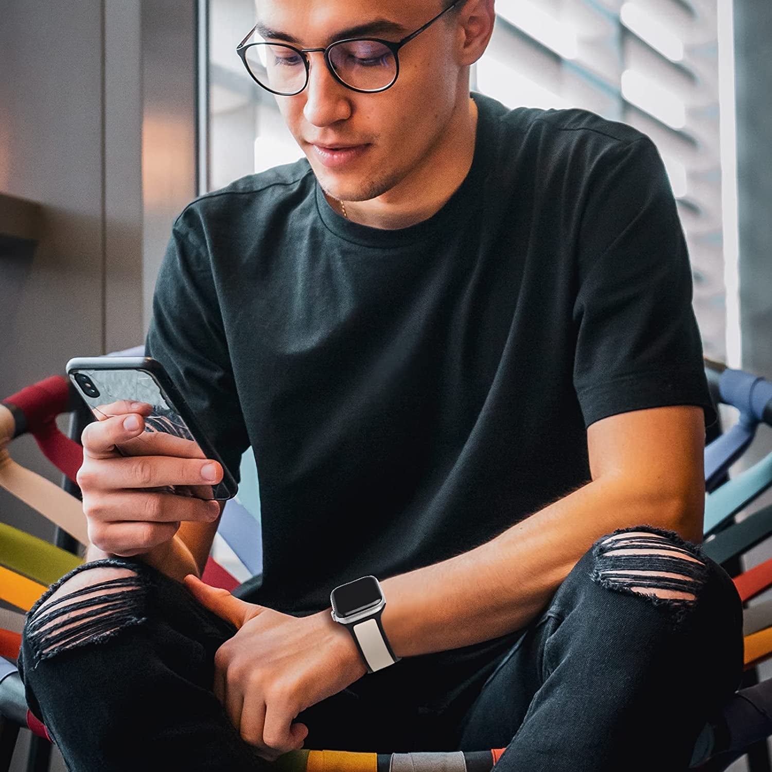 Acrbiutu Two-Toned Dual Color Bands Compatible with Apple Watch 38Mm 40Mm 41Mm 42Mm 44Mm 45Mm 49Mm, Replacement Soft Silicone Sport Strap for Iwatch Series Ultra 8/7/6/5/4/3/2/1 SE Women Men  Acrbiutu   