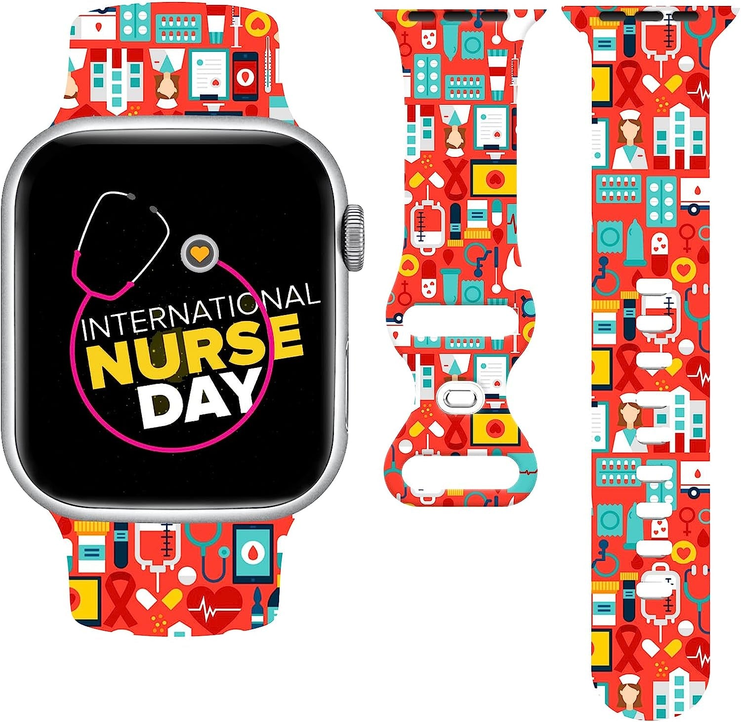 Mothers Day Watch Band Compatible with Apple Watch 38Mm 40Mm 41Mm 42Mm 44Mm 45Mm, Mothers Day Gifts for Mom Silicone Replacement Bands Wristbands Strap Compatible with All Iwatch Series  WANSENCE   