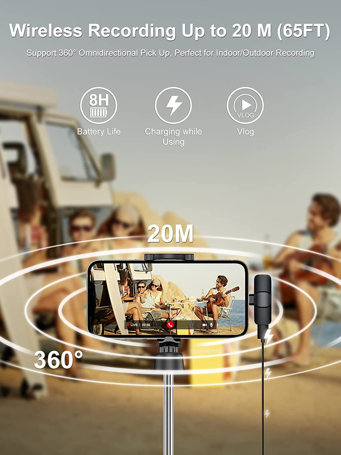 Moman Wireless USB Microphone, CP1(C) 2.4Ghz Wireless Lavalier Microphone & 1 Transmitter and 1 Receiver for Smartphones, Tablets, Laptops (Type-C)  Moman   