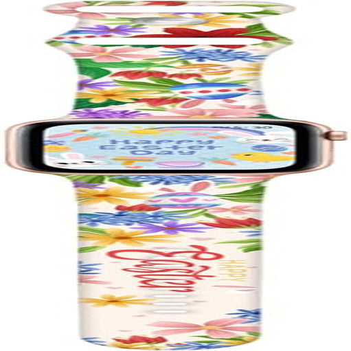 Hi-Yoohere Cute Easter Eggs Bunny Pattern Bands Compatible with Apple Watch 38Mm 40Mm 41Mm S/M, Kids Girls Women Adjustable Soft Silicone Wristband Strap for Iwatch SE & Series 7/6/5/4/3/2/1 (Color 5)  Hi-Yoohere   