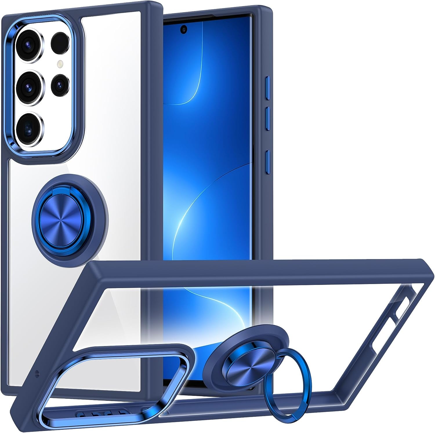 Silverback for Samsung Galaxy S22 plus Case Clear with Ring Kickstand, Protective Shock -Absorbing Bumper Shockproof Phone Case for Galaxy S22 plus -Clear  Silverback inc Blue Clear Galaxy S22 Ultra 