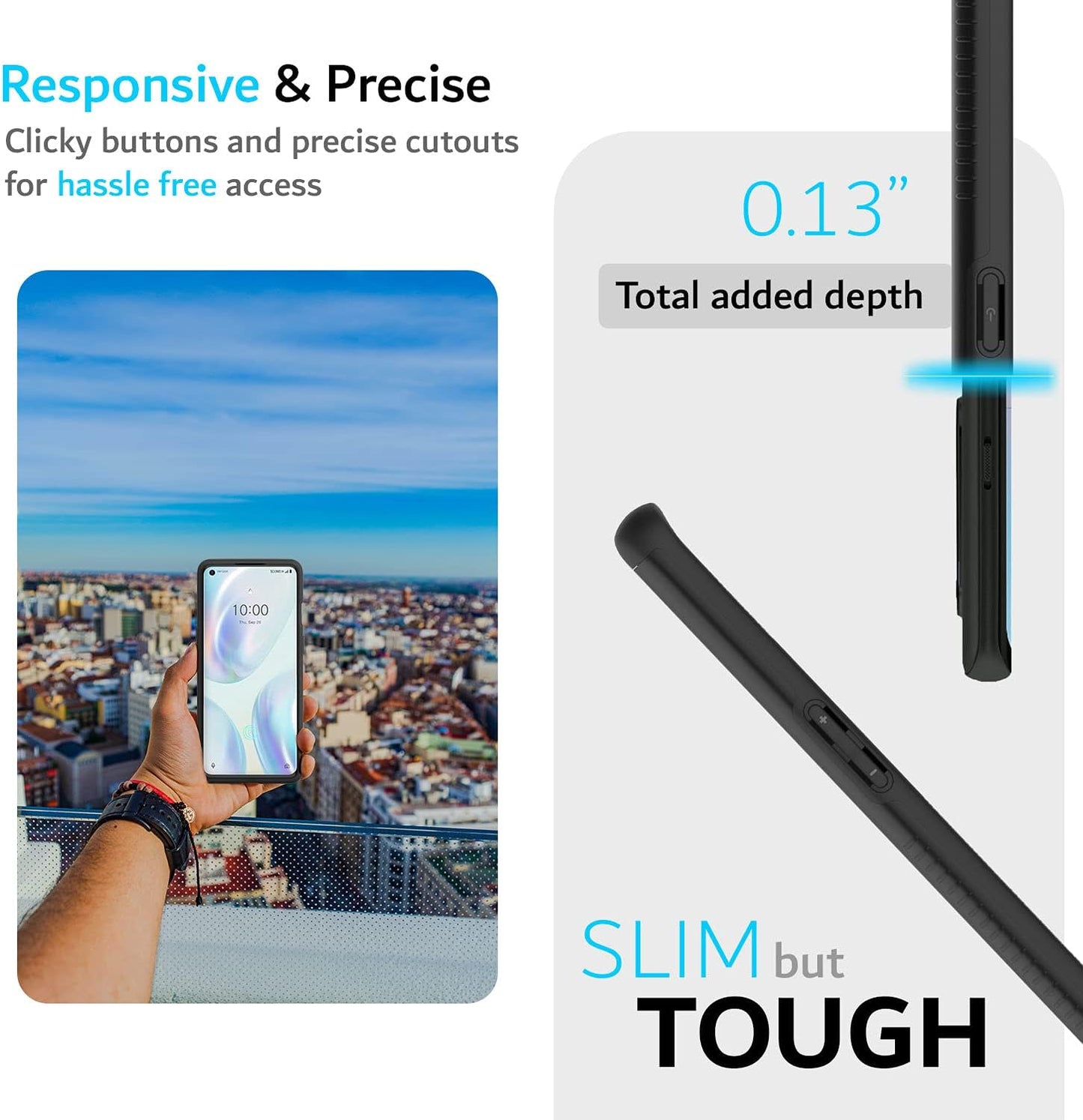 TUDIA Dualshield Designed for Oneplus 8 5G UW (Verizon Version) Case, [Merge] Shockproof Tough Dual Layer Hard PC Soft TPU Slim Protective Case Cover - Matte Black  TUDIA   