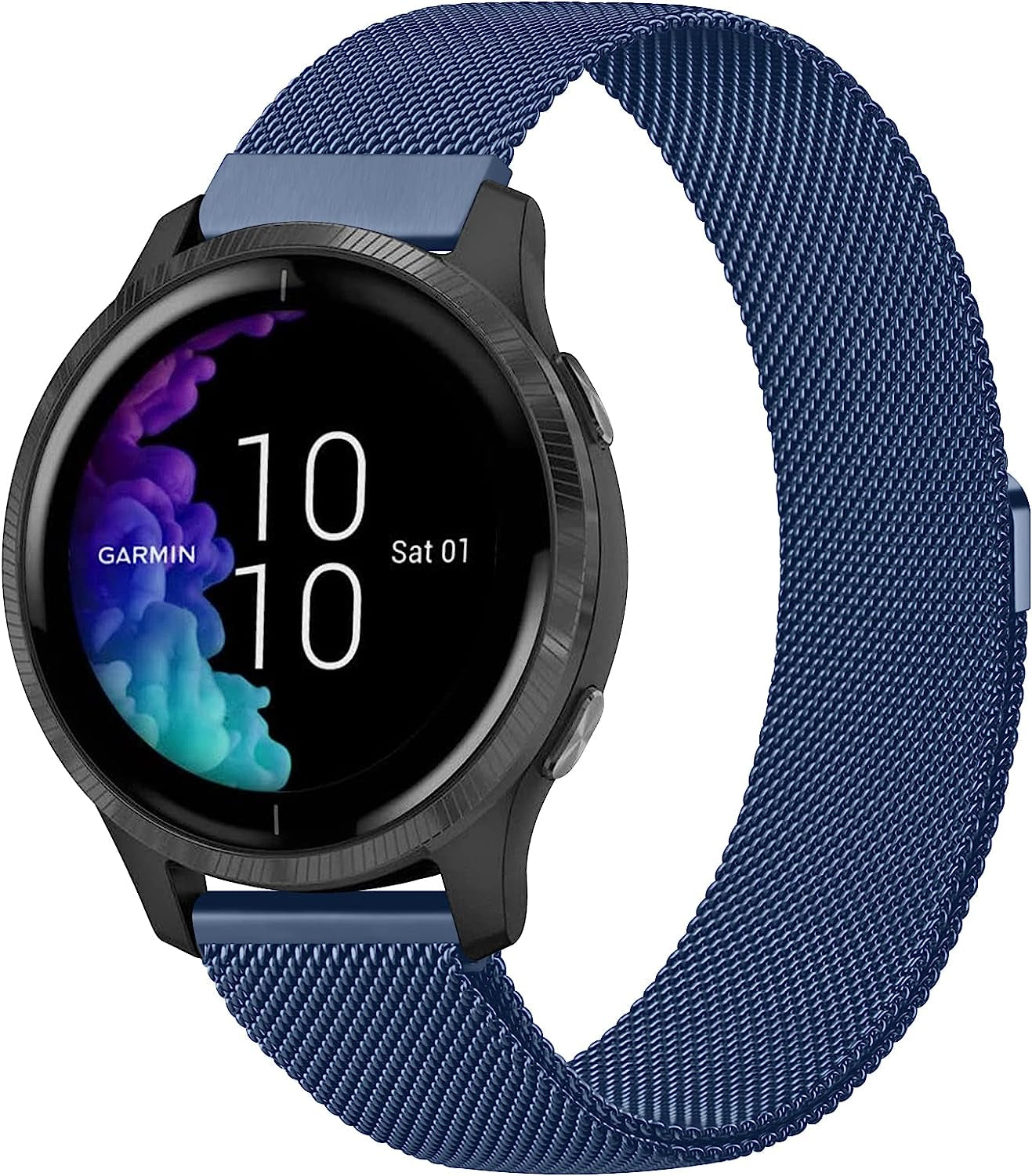 Wanme Bands for Garmin Venu / Vivoactive 3 Watch Band, 20Mm Metal Wristband Strap for Garmin Venu Sq, Vivoactive 3 Music, Forerunner 645 / 245 Music, Samsung Galaxy Watch 4 Band  Wanme Sapphire Blue  