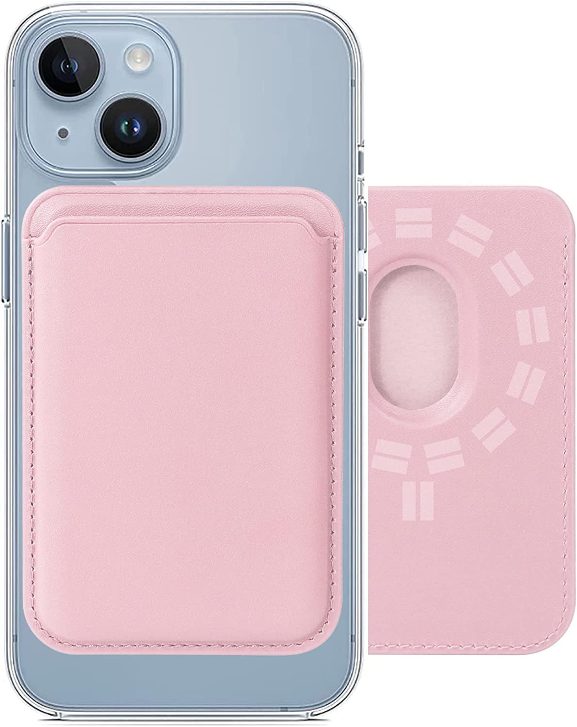 COMWINN Mag Safe Wallet with Double-Row Magnets - Minimalism Leather Mag Safe Card Holder - Slim Magnetic Wallet for Iphone 14/13/12 Series Model and Magsafe Case - Max Fit 3 Cards Black  COMWINN Pink  