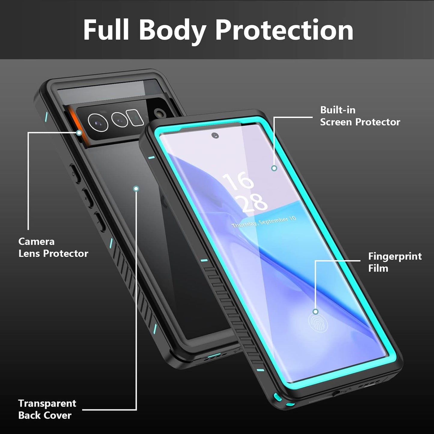 ANTSHARE Designed Google Pixel 6 Pro Case with Screen Protector Clear Pixel 6 Pro Protective Case Waterproof Shockproof, 360 Full Body Case Slim Cover for Pixel 6 Pro(Pink)  ANTSHARE   