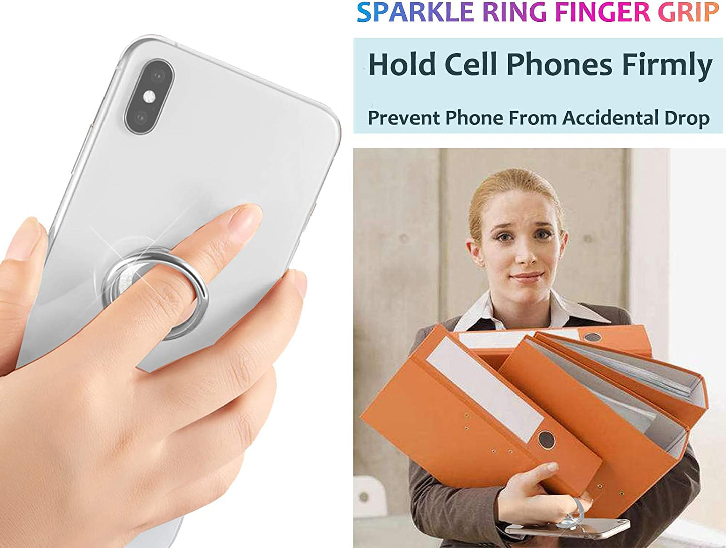 Lenoup Glitter Bling Bling Phone Ring Holder,Sparkle Phone Ring Kickstand, Cell Phone Finger Ring Grip for Almost All Phones/Pad(Silver)  lenoup   