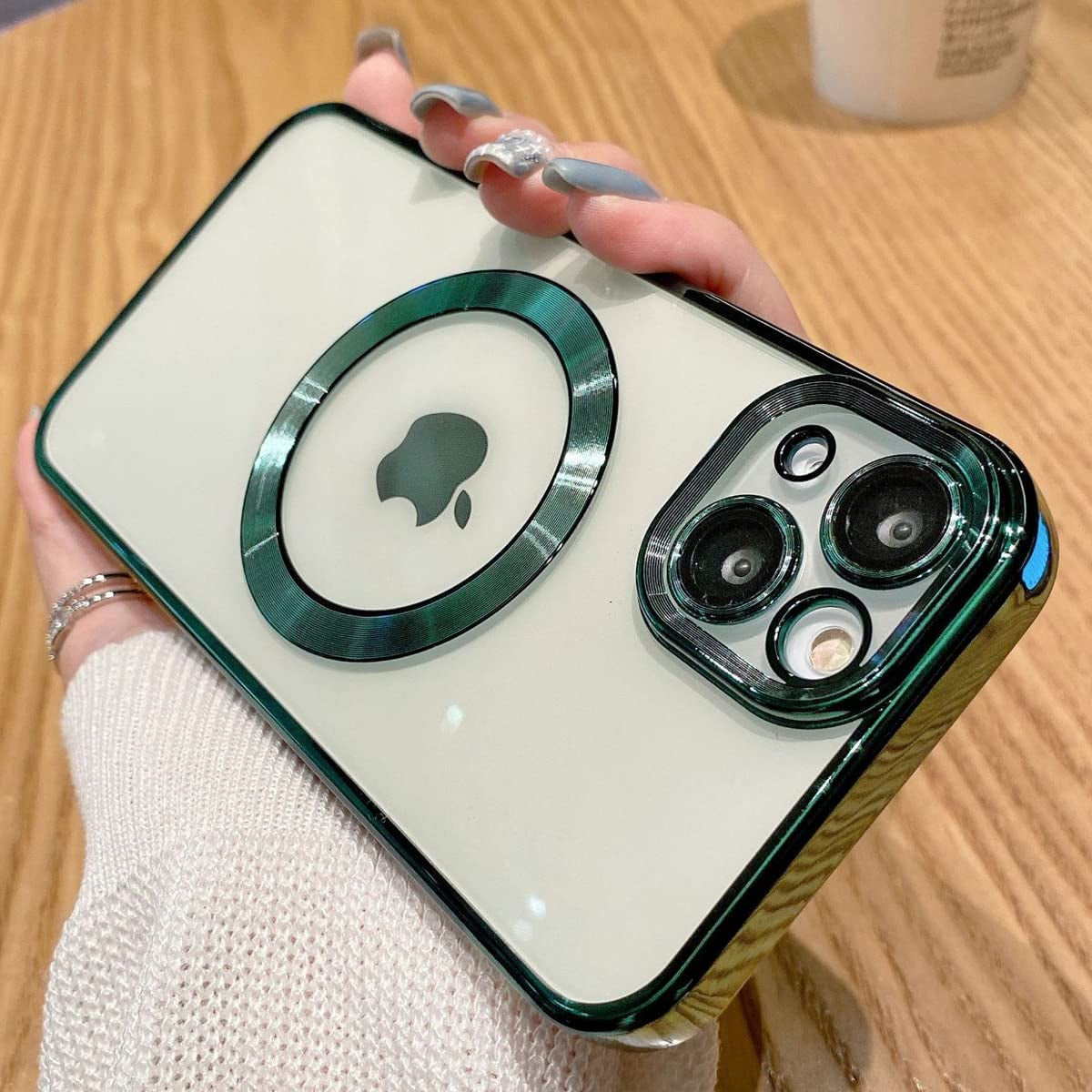 LZGHOYF Clear Case for Iphone 14 plus Built-In Camera Lens Protector Magnetic Case Compatible with Magsafe Elegant Protection Case Cover for Iphone 14 plus 6.7 Inches - Green  LZGHOYF   