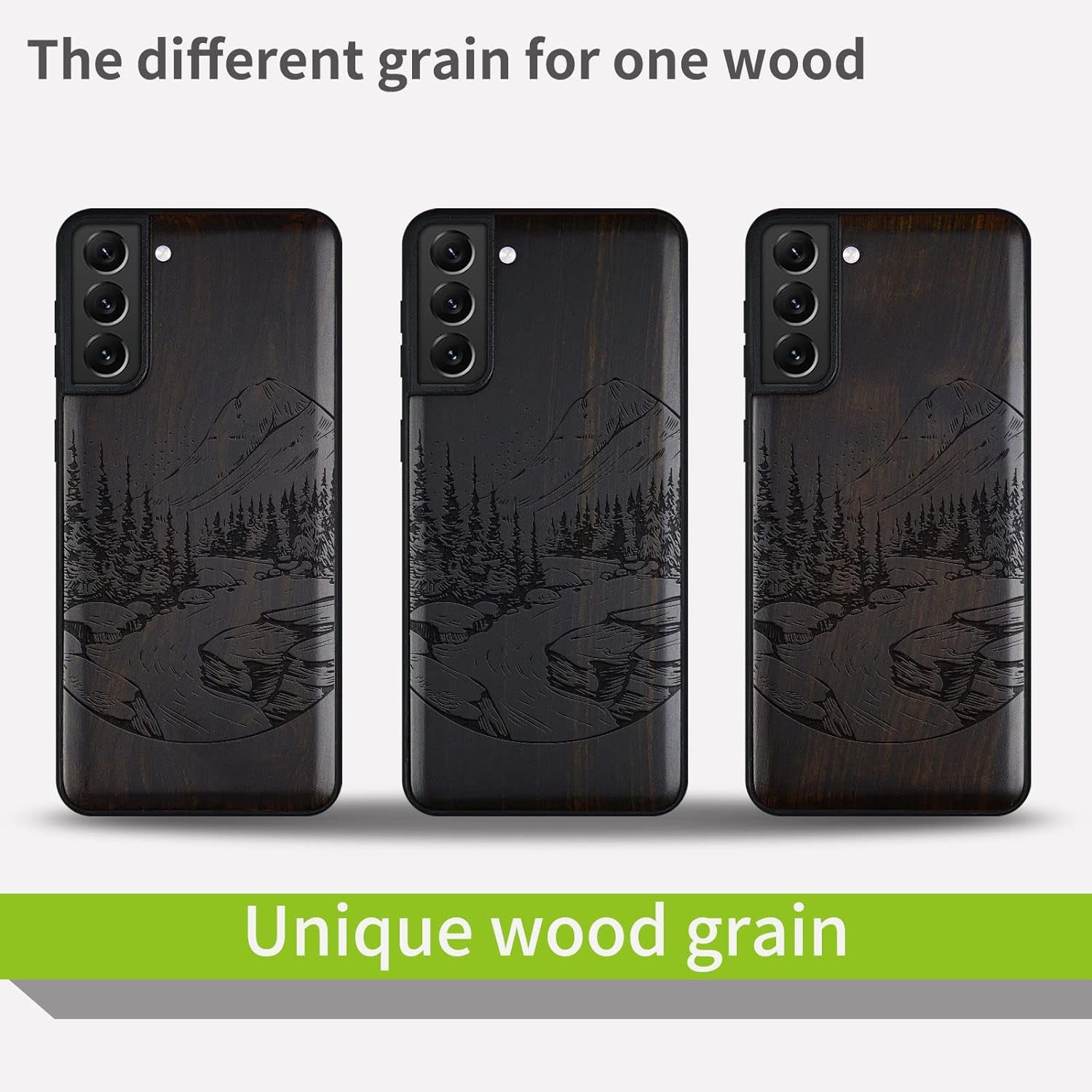 Carveit Wood Case for Galaxy S21 FE Case [Natural Wood & Black Soft TPU] Shockproof Protective Cover Unique Wooden Case Compatible with Samsung S21 FE 5G (Natural Landscape-Blackwood)  Carveit   