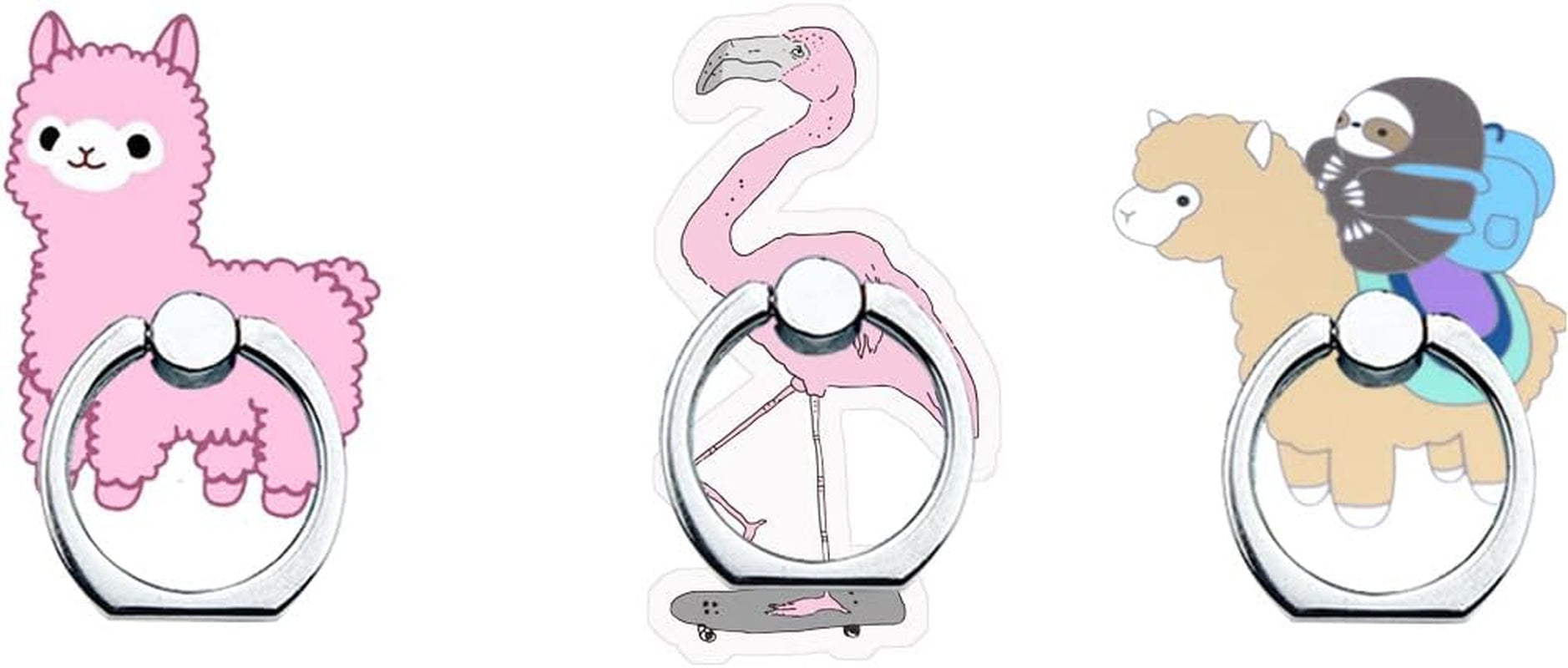 Phone Ring Holder Stand,Phone Ring Stand Holder 360 Rotation Finger Ring Grip Stand for Cellphones,Smartphones and Tablets (2 Pack Kawaii Kitty Phone Ring Stand)  RRJQW 3 Pack Flamingo and Llama Phone Ring Holder  