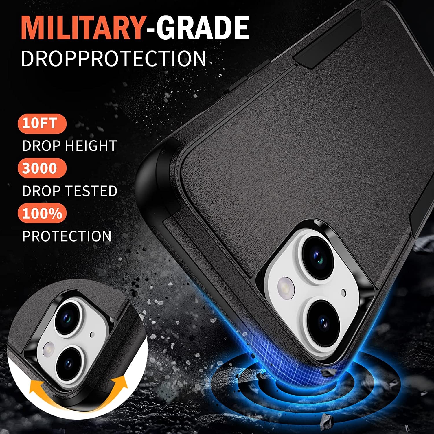 Ezanmull for Iphone 14 Case, [Shockproof] [Dropproof] [Full-Body] [2+Tempered Glass Screen Protector + 2+Tempered Camera Lens Protector] Protection Phone Case for Apple Iphone 14 (Black)  Ezanmull   