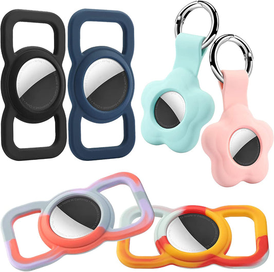 Silicone Airtag Holder with Airtags Case Keychain 6 Pack, Air Tag Holder Airtag Key Ring Cases Protective Cover Airtag Pet Loop Holder for Luggage Dogs Cats Collar Backpack, Airtag Accessories Holder  BOTOCO   