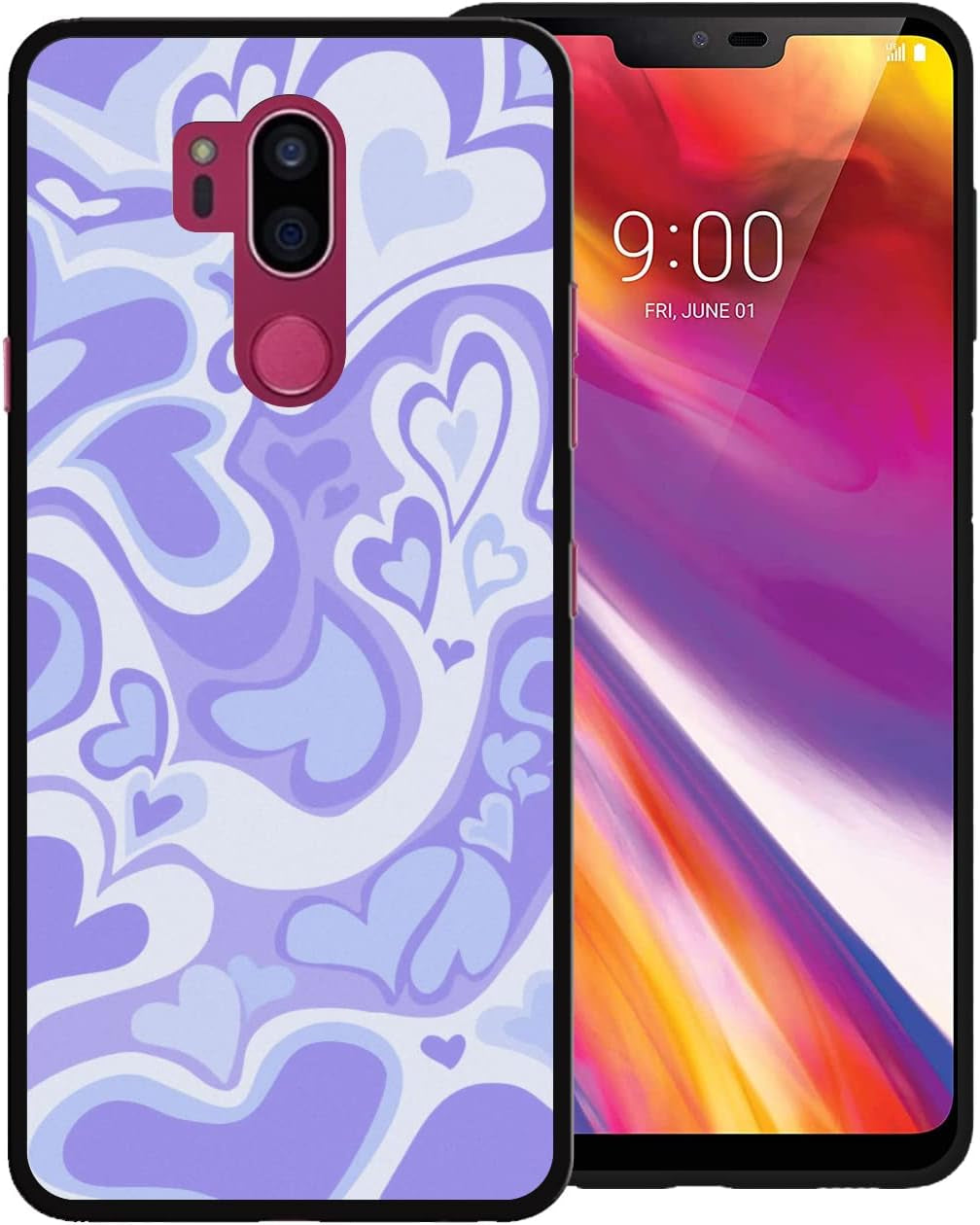 Zaztify Phone Case for LG G7 Thinq/Plus/One/Fit/Fit+, Pastel Lovely Irregular Brown Love Heart Khaki Lovecore Aesthetic Cute Shockproof Protective Anti-Slip Thin Slim Soft Phone Cover Shell  zaztify Purple Lovecore  