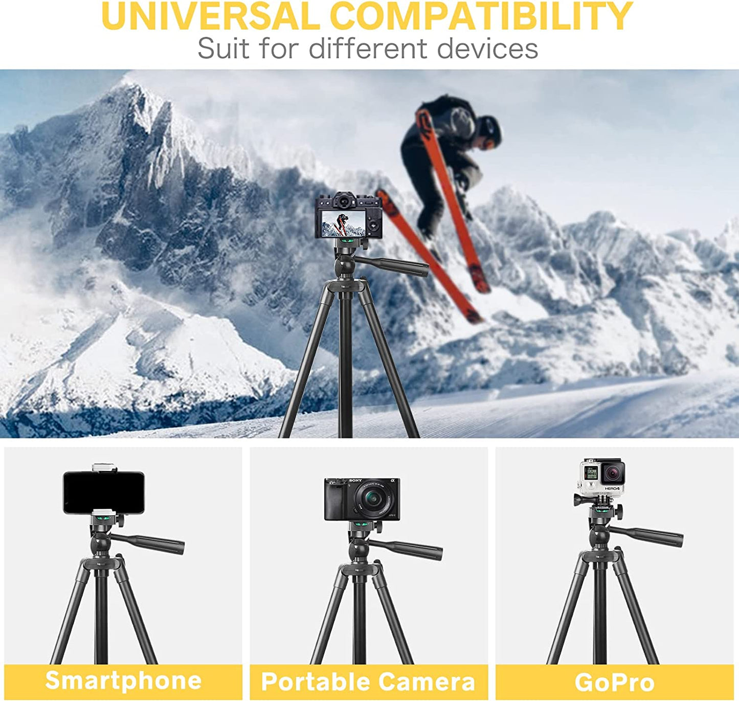 Torjim Phone Tripod, 50-Inch Extendable and Lightweight Aluminum Tripod Stand with Phone Clip, Portable Travel Tripod for Photography, Video Recording, Vlogging, and More  Torjim   