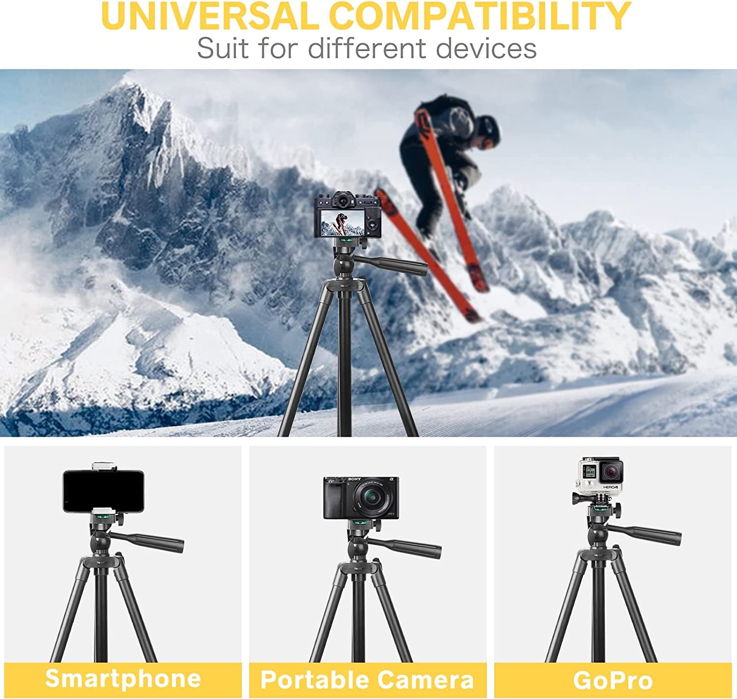 Torjim Phone Tripod, 50-Inch Extendable and Lightweight Aluminum Tripod Stand with Phone Clip, Portable Travel Tripod for Photography, Video Recording, Vlogging, and More  Torjim   
