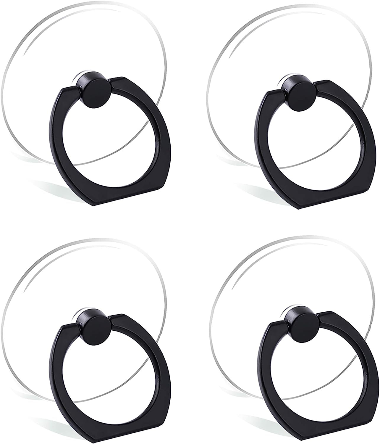 Cell Phone Ring Holder Stand Transparent Finger Grip Loop  Exoer 4 x Black (Round)  