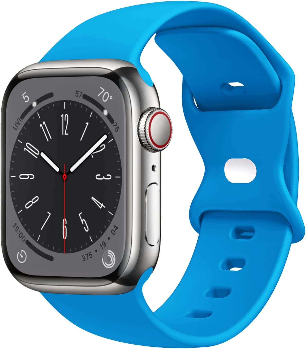 STG Sport Watch Band Compatible with Apple Watch Band 38Mm 40Mm 41Mm 42Mm 44Mm 45Mm 49Mm, Soft Silicone Replacement Sport Strap Compatible for Iwatch Ultra SE Series 8/7/6/5/4/3/2/1 (42Mm/44Mm/45Mm/49Mm, Klein Blue)  STG Surf Blue 42mm/44mm/45mm/49mm 