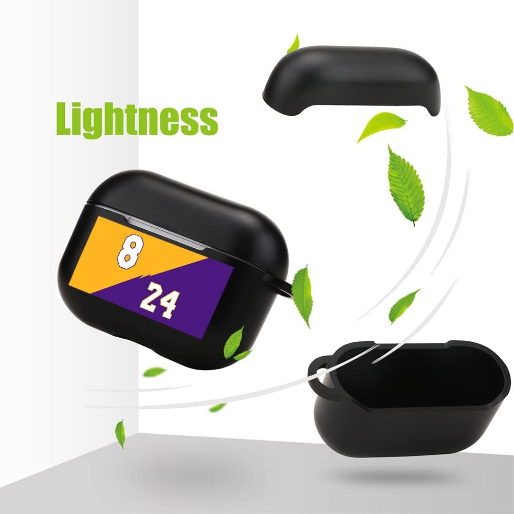 Jusy 8&24 Basketball Jersey Case for Airpods Pro Case with Keychain Clip Accessories, Silicone Skin Protective Cover for Airpods Pro Charging Case MB Spirit Inheritance for Fans  Jusy   