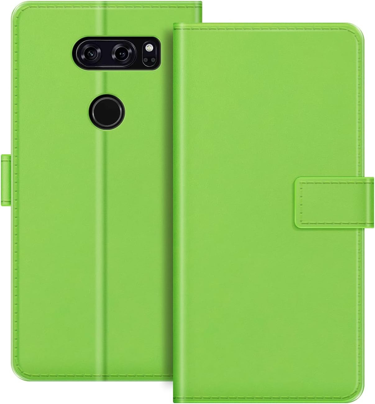 For LG V30 Case, Premium Magnetic PU Leather Cover with Card Holder and Kickstand, Fashion Flip Case for LG V30+ 6 Inches  MILEGAO Green  
