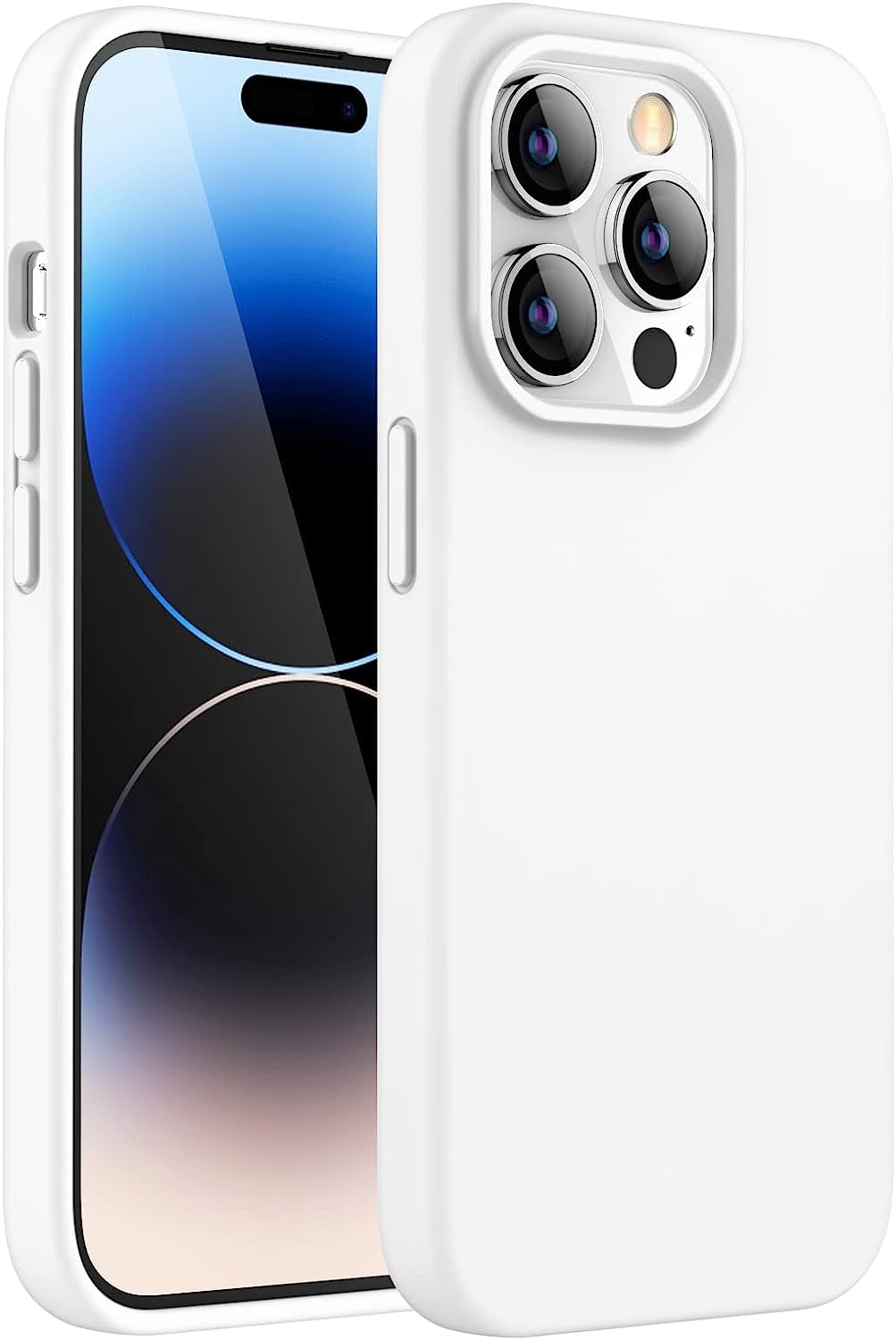 Jetech Silicone Case for Iphone 14 Pro 6.1-Inch (NOT for Iphone 14 Pro Max 6.7-Inch), Silky-Soft Touch Full-Body Protective Phone Case, Shockproof Cover with Microfiber Lining (Navy)  JETech White  