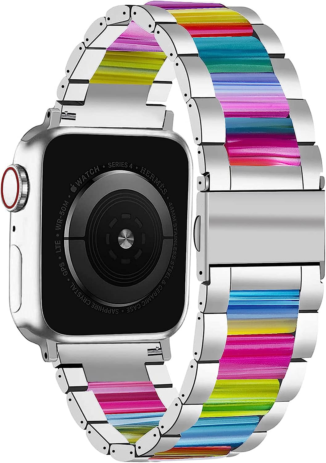 NYENEIL Compatible with Apple Watch Band 38Mm 40Mm 41Mm 42Mm 44Mm 45Mm Ultra 49Mm for Iwatch SE Lightweight Resin Wristband Bracelet Strap Series 8 7 6 5 4 3 2 1 Mens Womens  NYENEIL Pink white 38MM/40MM/41MM 