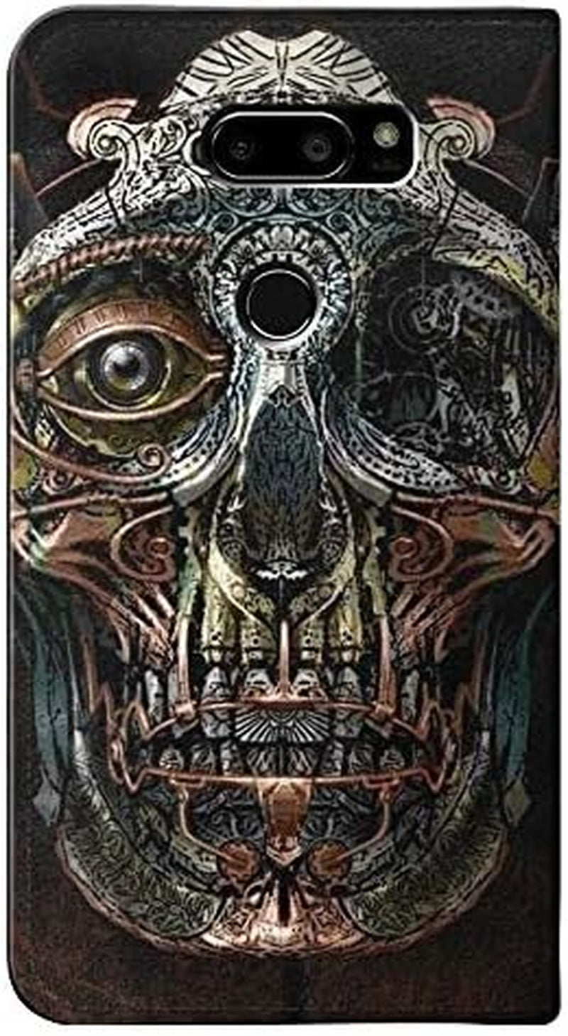 RW1685 Steampunk Skull Head PU Leather Flip Case Cover for LG V30, LG V30 Plus, LG V30S Thinq, LG V35, LG V35 Thinq  jjphonecase   