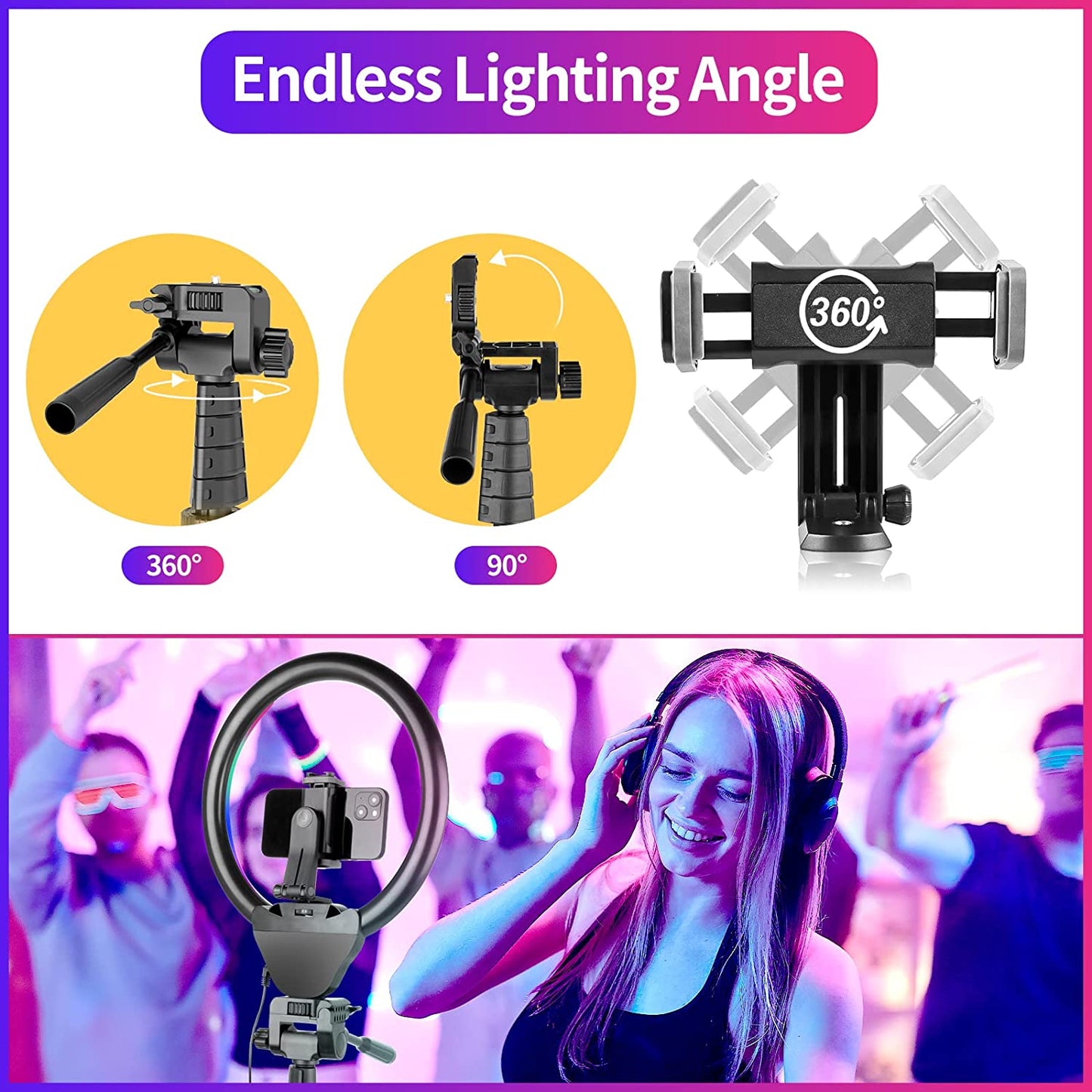 Torjim 12" RGB Ring Light with 67" Tripod Stand, Selfie Ring Light with Phone Holder & Wireless Remote, 3 CCT Modes & 12 Color Modes LED Ring Light for Selfie/Makeup/Tiktok/Youtube  Torjim   