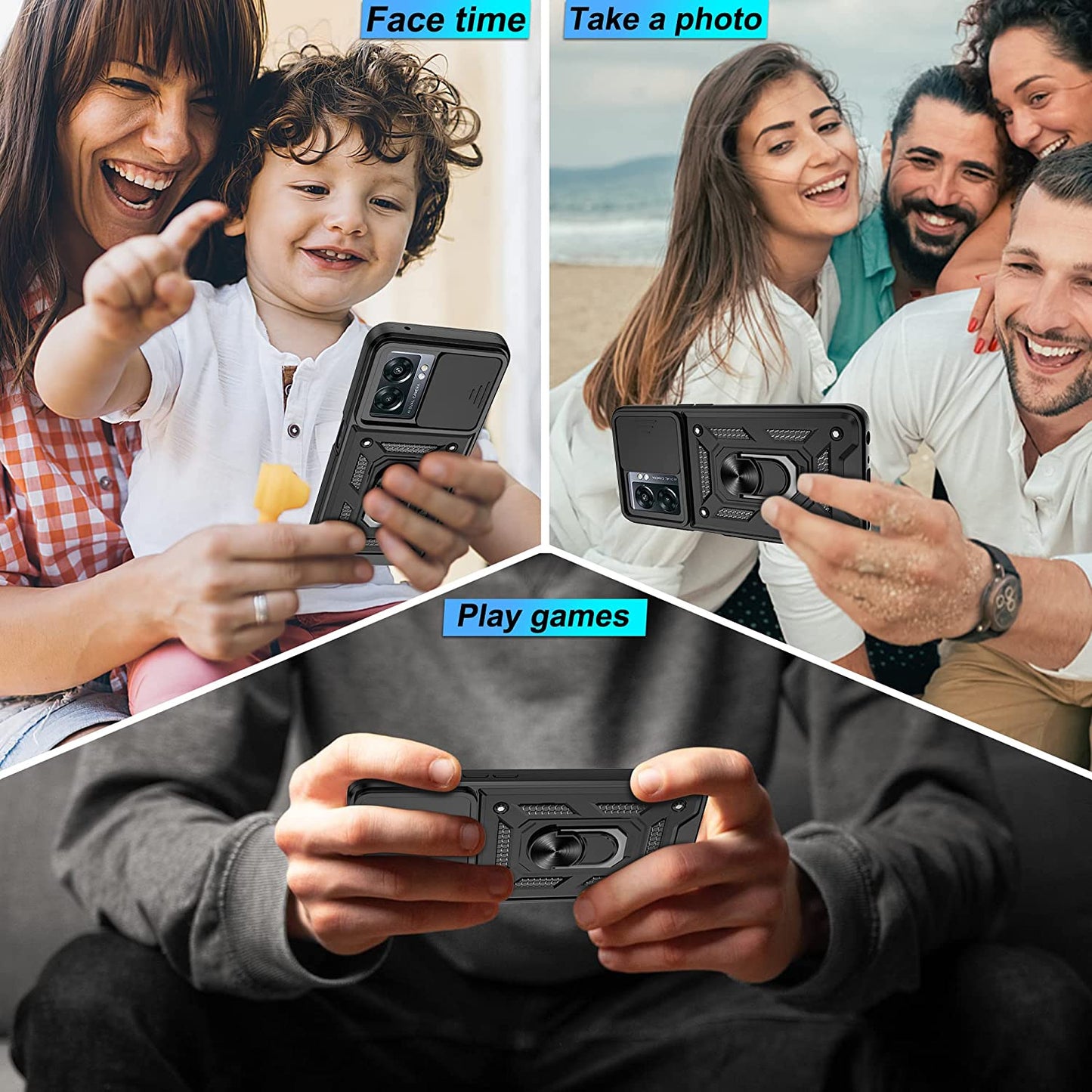 ATUMP for Oneplus Nord N300 5G Case with HD Screen Protector, Heavy Duty Shockproof with 360° Rotation Metal Kickstand [Military Grade] Protective Case for Oneplus Nord N300 5G, Black  Atump   