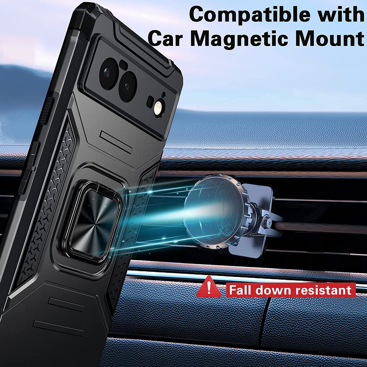 ANTSHARE for Google Pixel 6 Case with Screen Protector, Military Grade Dual Layer Shockproof Heavy Duty Protective Phone Case with Magnetic Kickstand Car Mount Holder for Pixel 6 5G 2021 6.4’’(Black)  ANTSHARE   