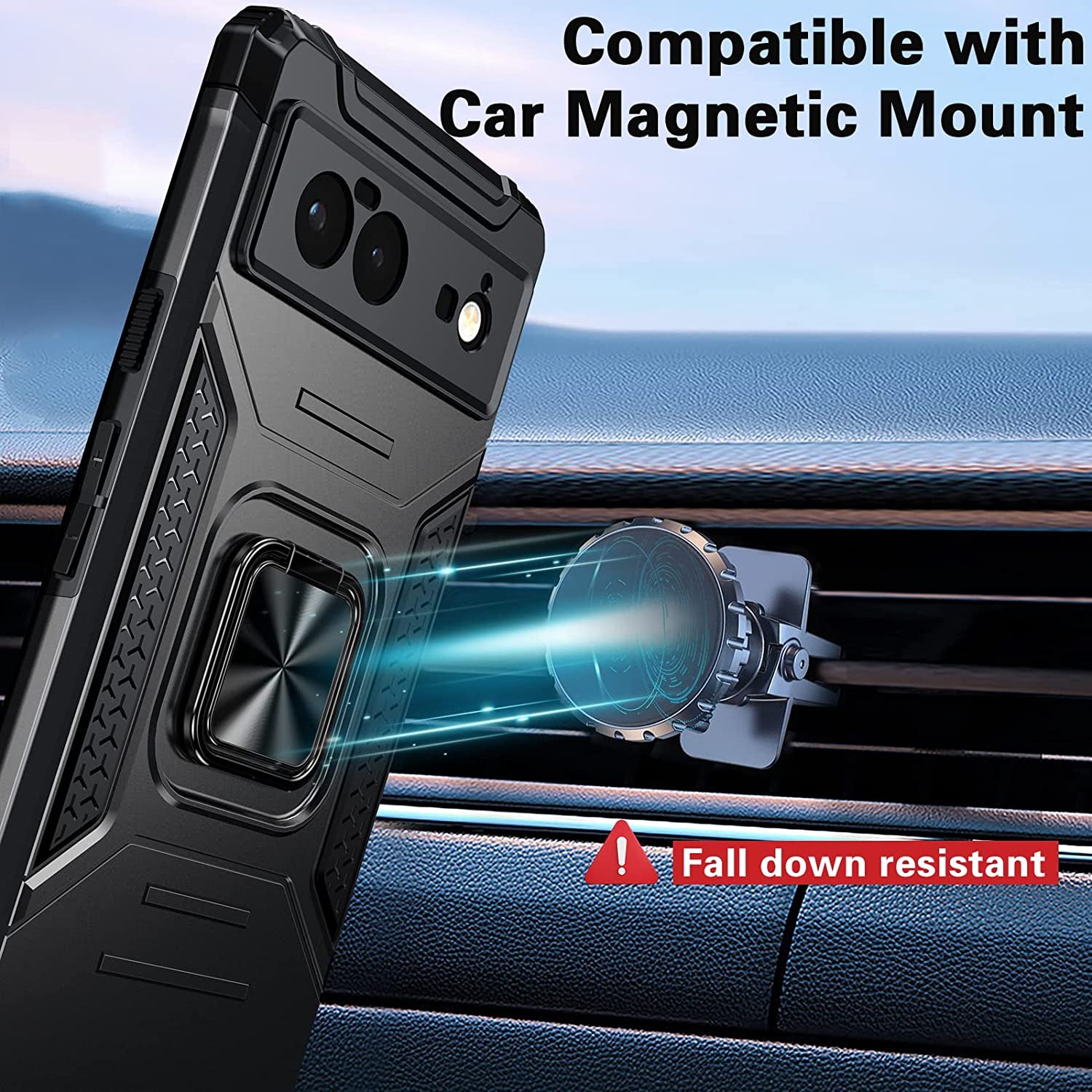 ANTSHARE for Google Pixel 6 Case with Screen Protector, Military Grade Dual Layer Shockproof Heavy Duty Protective Phone Case with Magnetic Kickstand Car Mount Holder for Pixel 6 5G 2021 6.4’’(Black)  ANTSHARE   